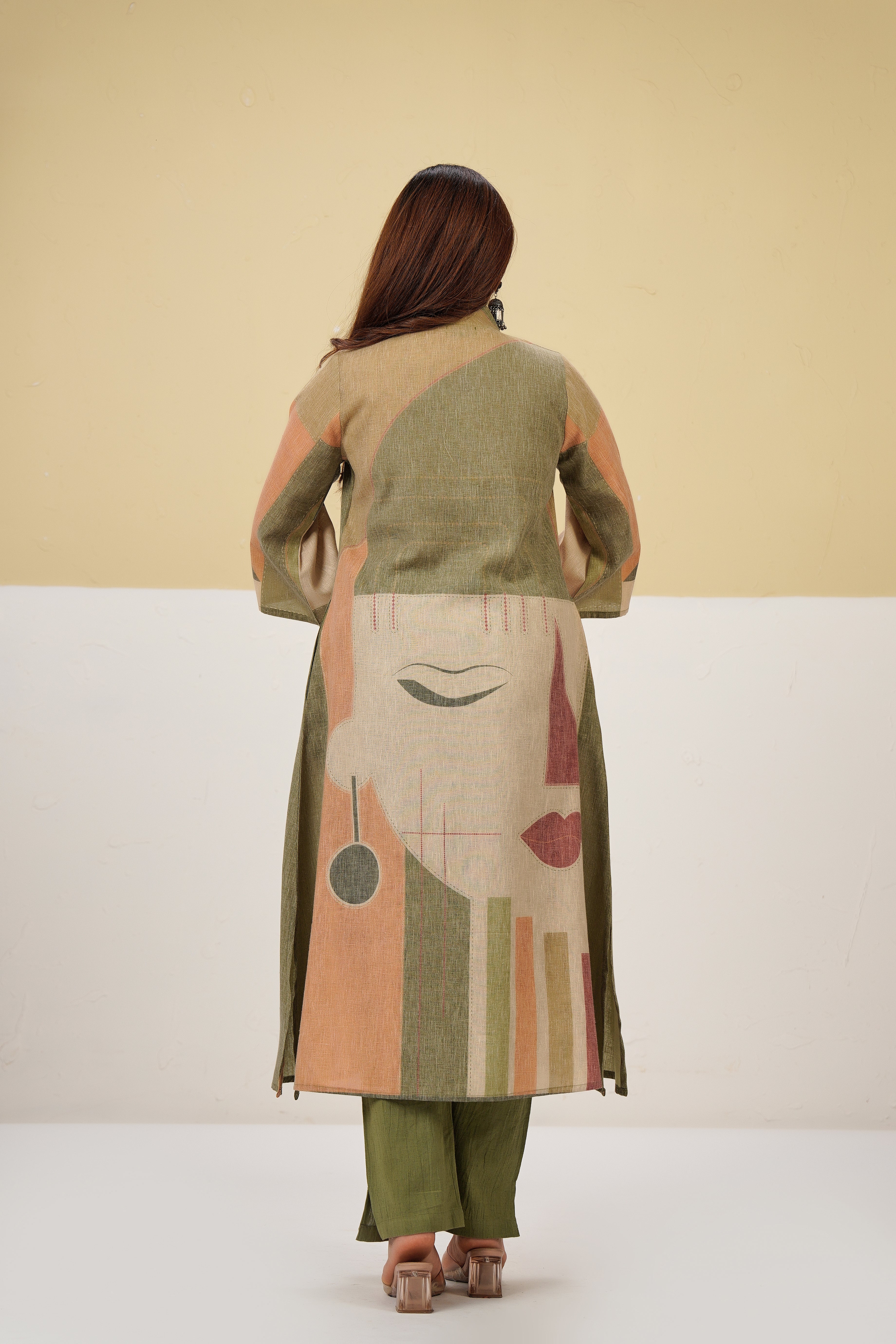 Earthy Glow Printed Cotton Linen Kurta Set