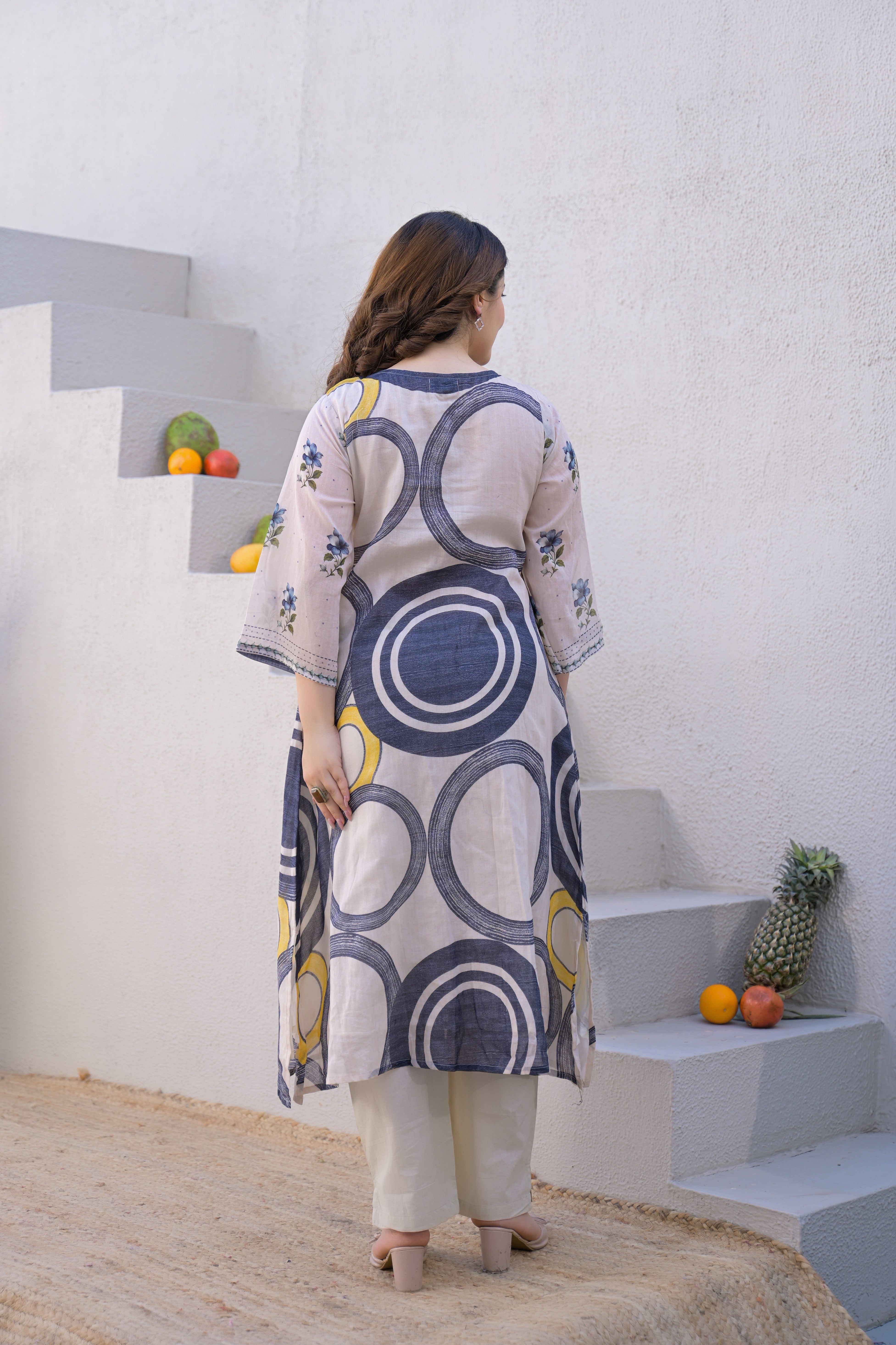 Indigo Orbit Printed Cotton Kurta Set