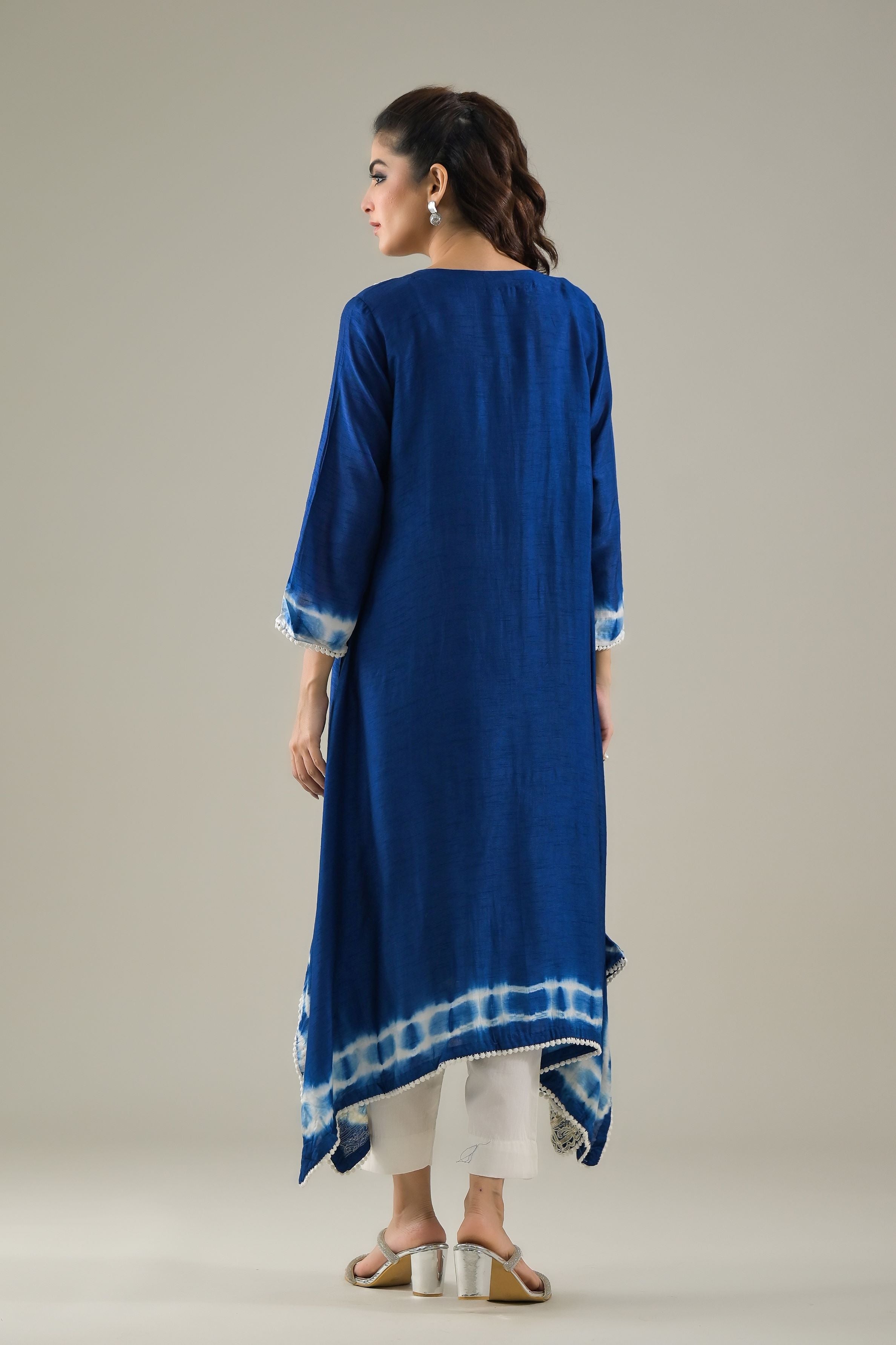 Blue Ombre-Dyed Raw Silk Kurta & Pants Set