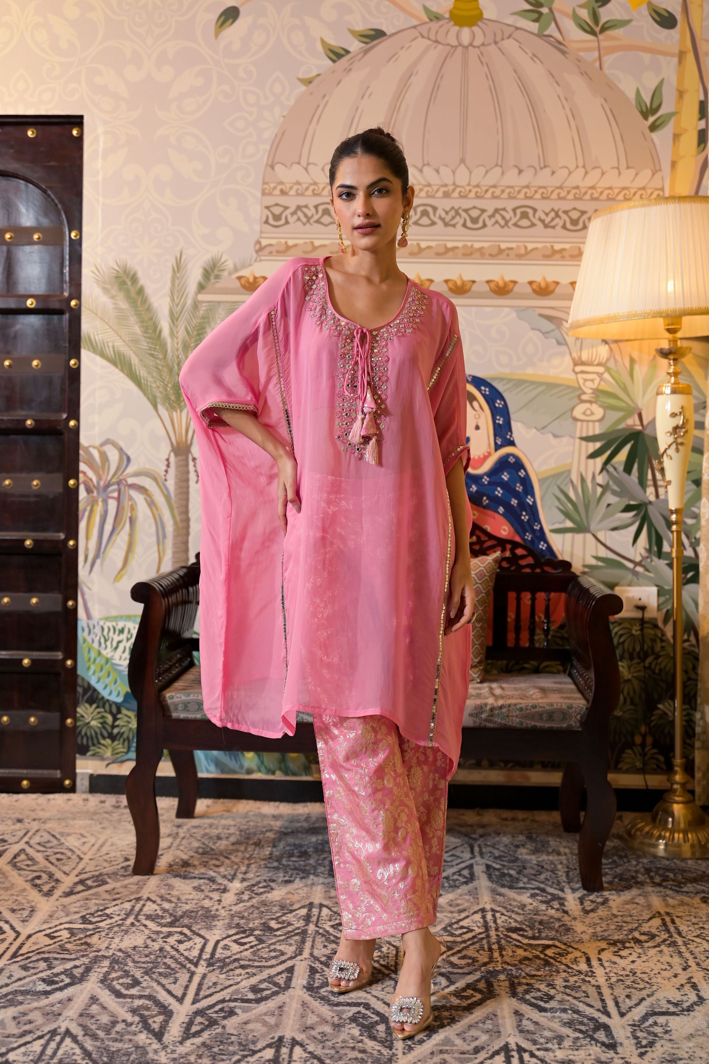 Pink Brocade Silk Co-Ord Set