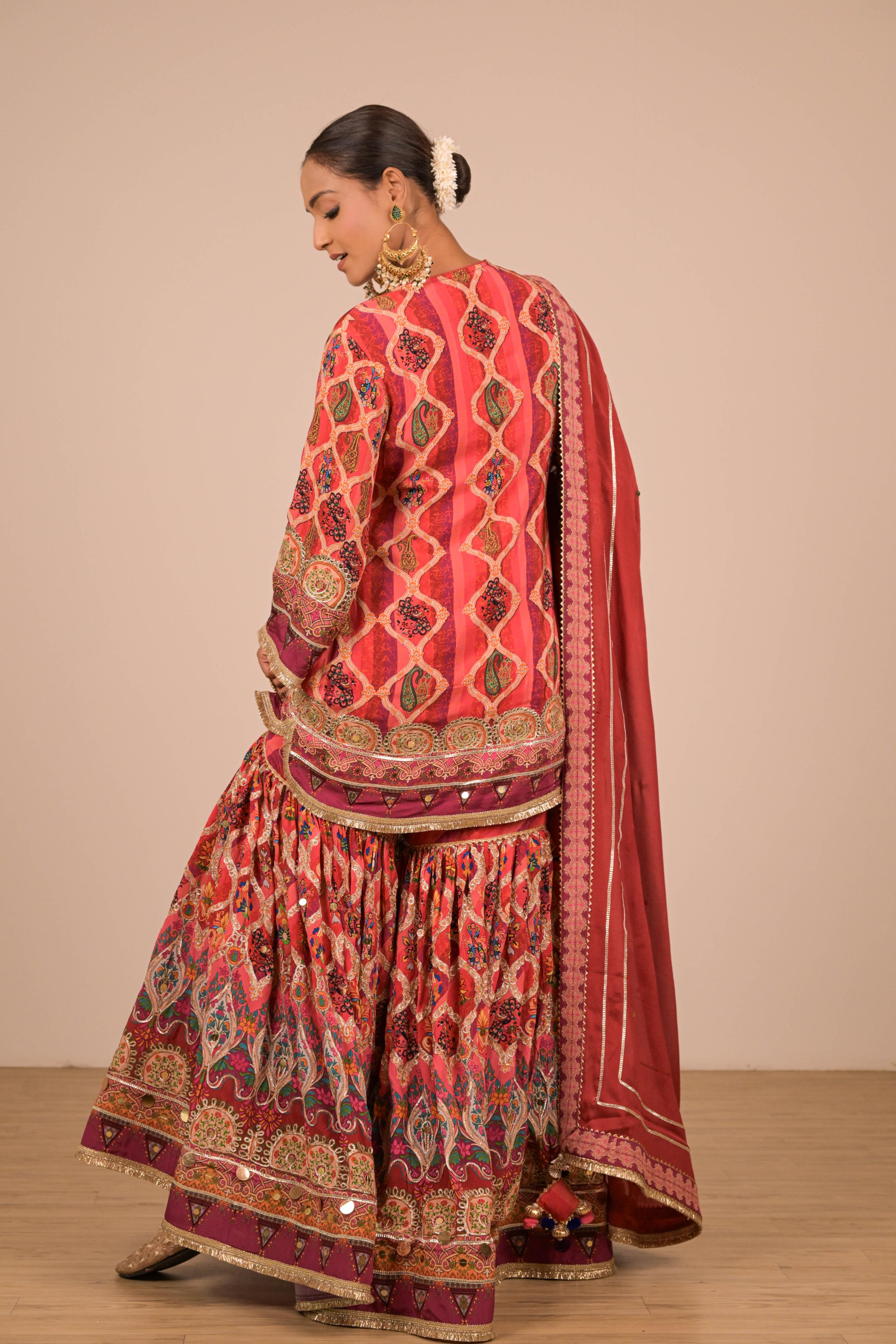 Maroon Multicolour Printed Sharara Set