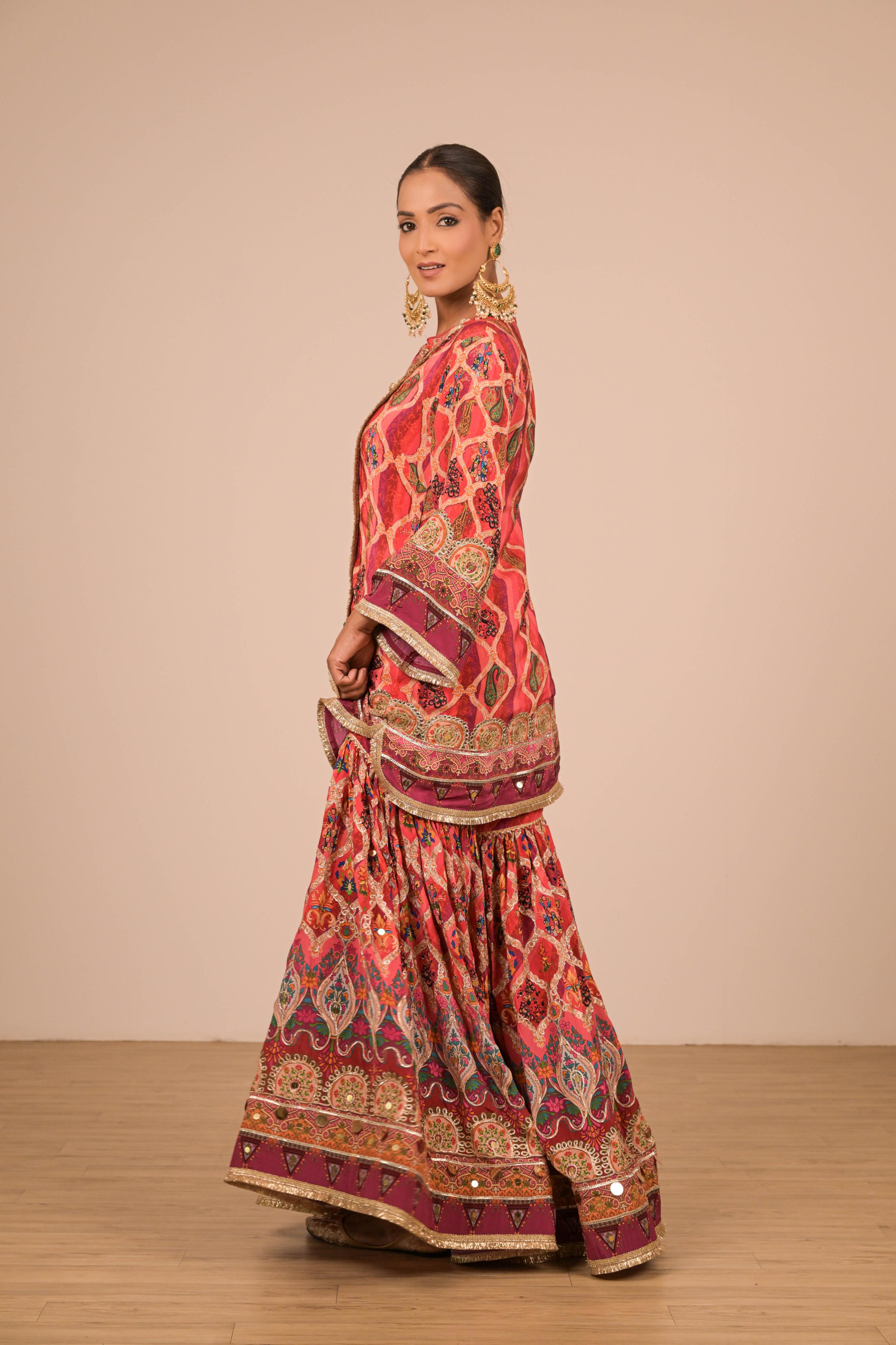 Maroon Multicolour Printed Sharara Set