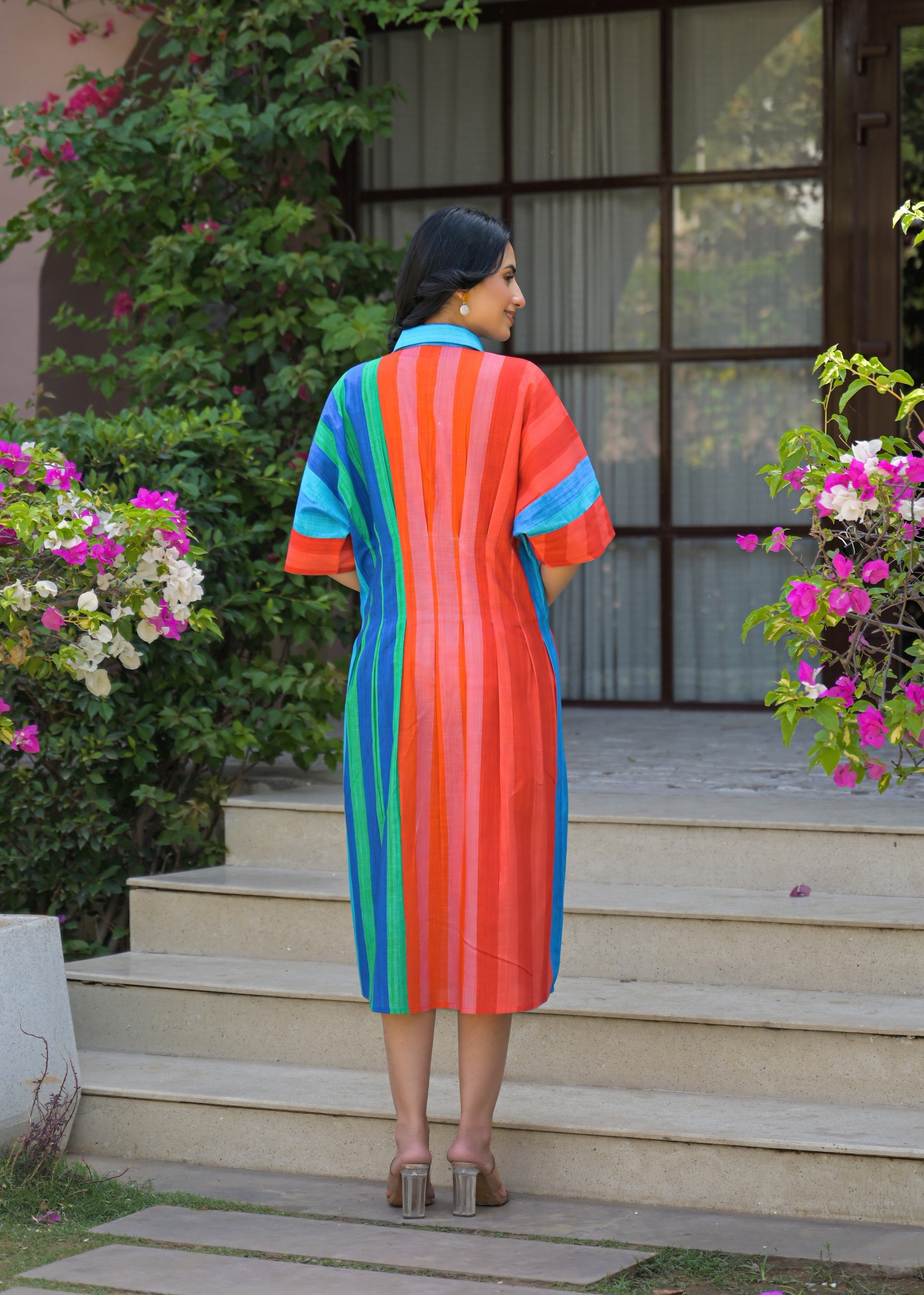 Vibrant Multicolor Striped Cotton Dress