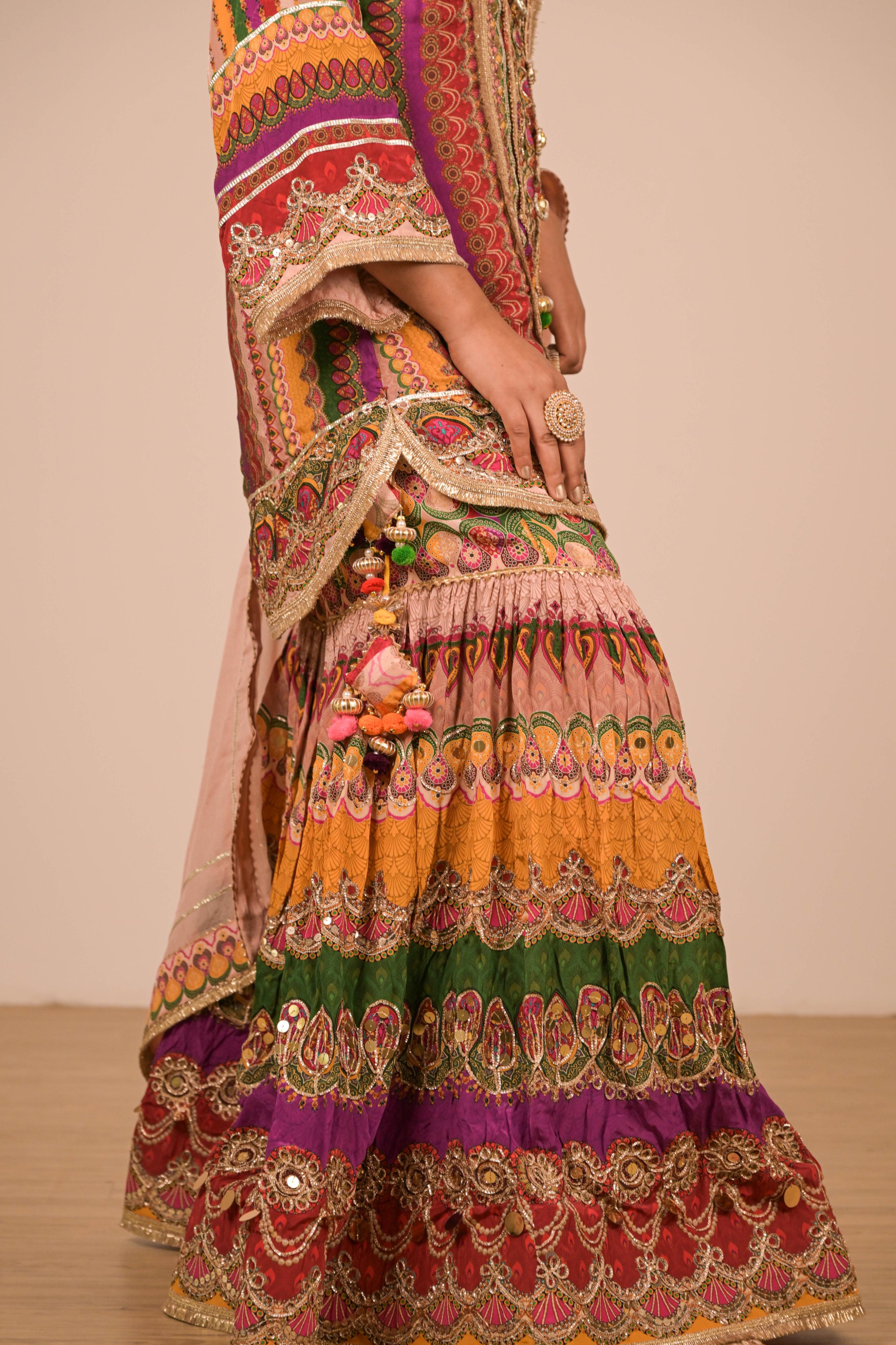 Multi Shade Printed Sharara Set