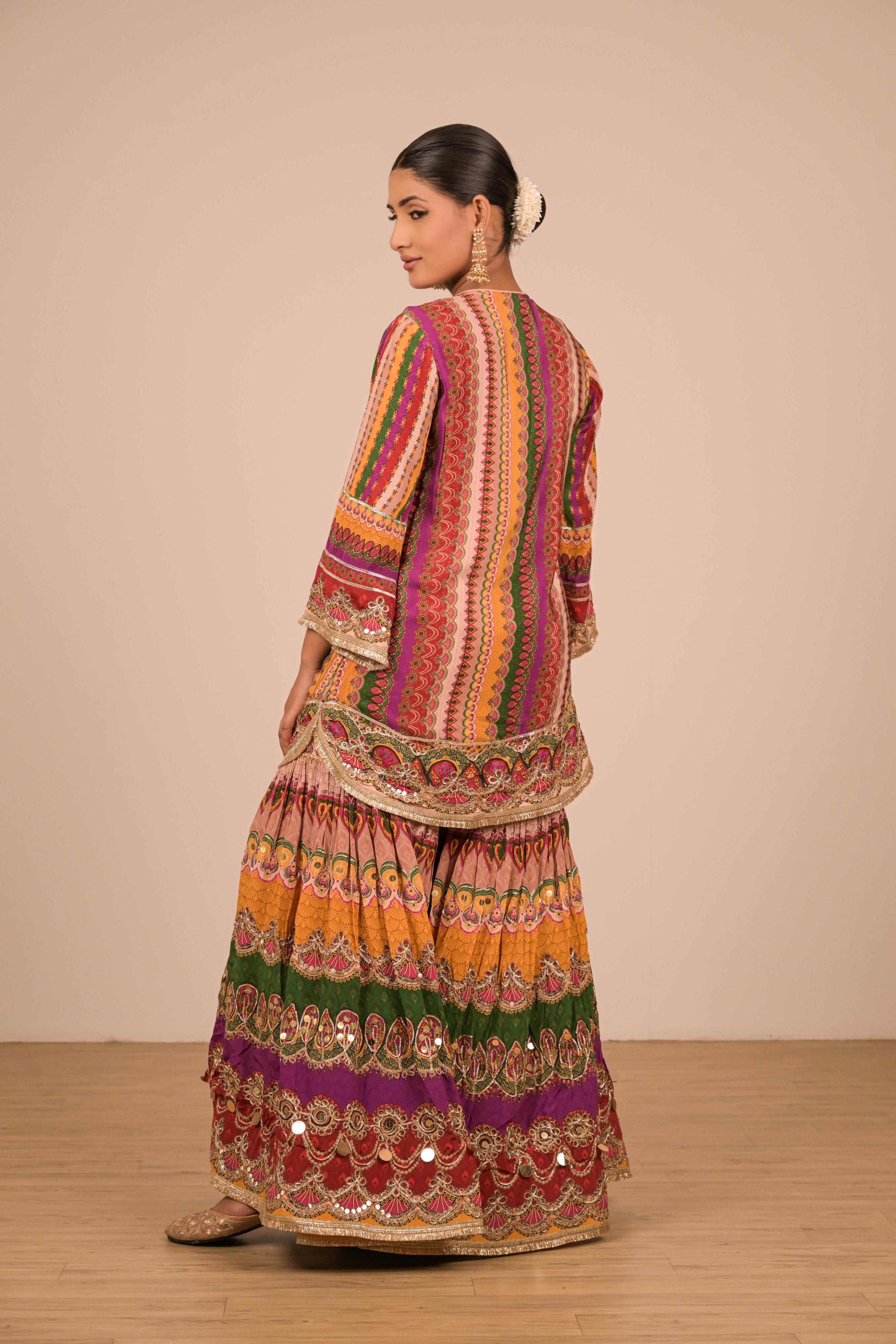 Multi Shade Printed Sharara Set