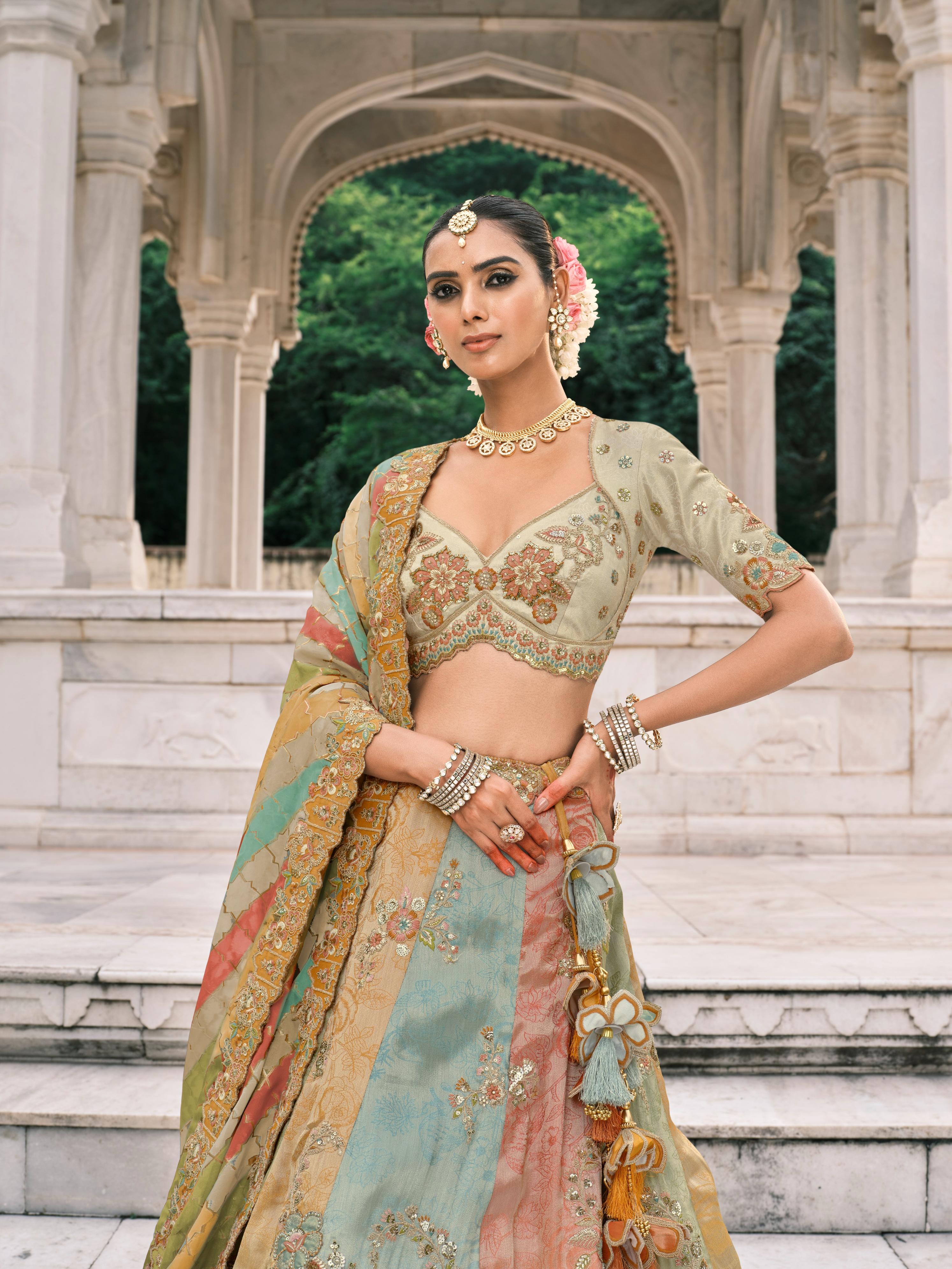 Pastel Dream Embellished Multicolor Designer Lehenga Set
