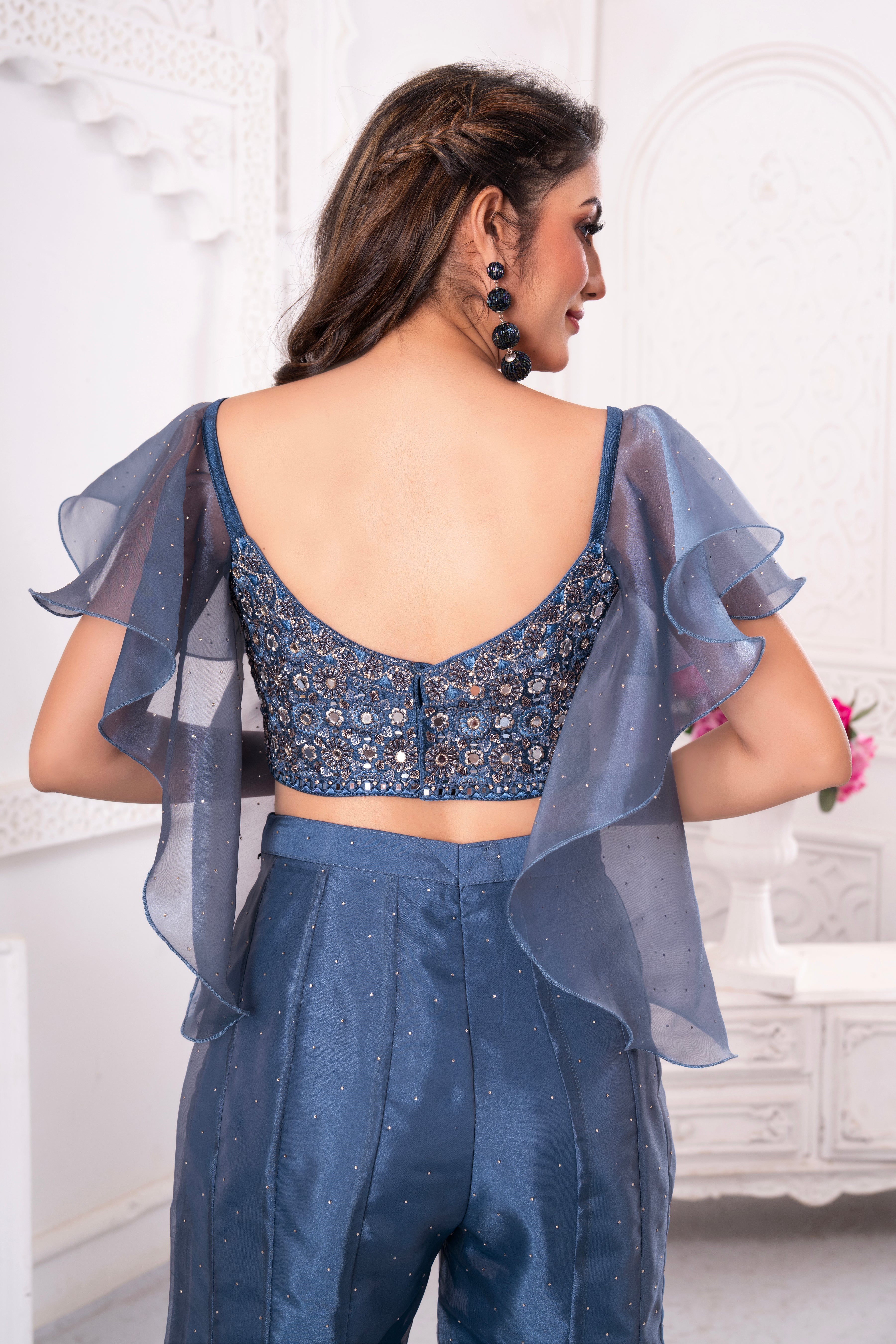 Blue Handwork Sharara Set