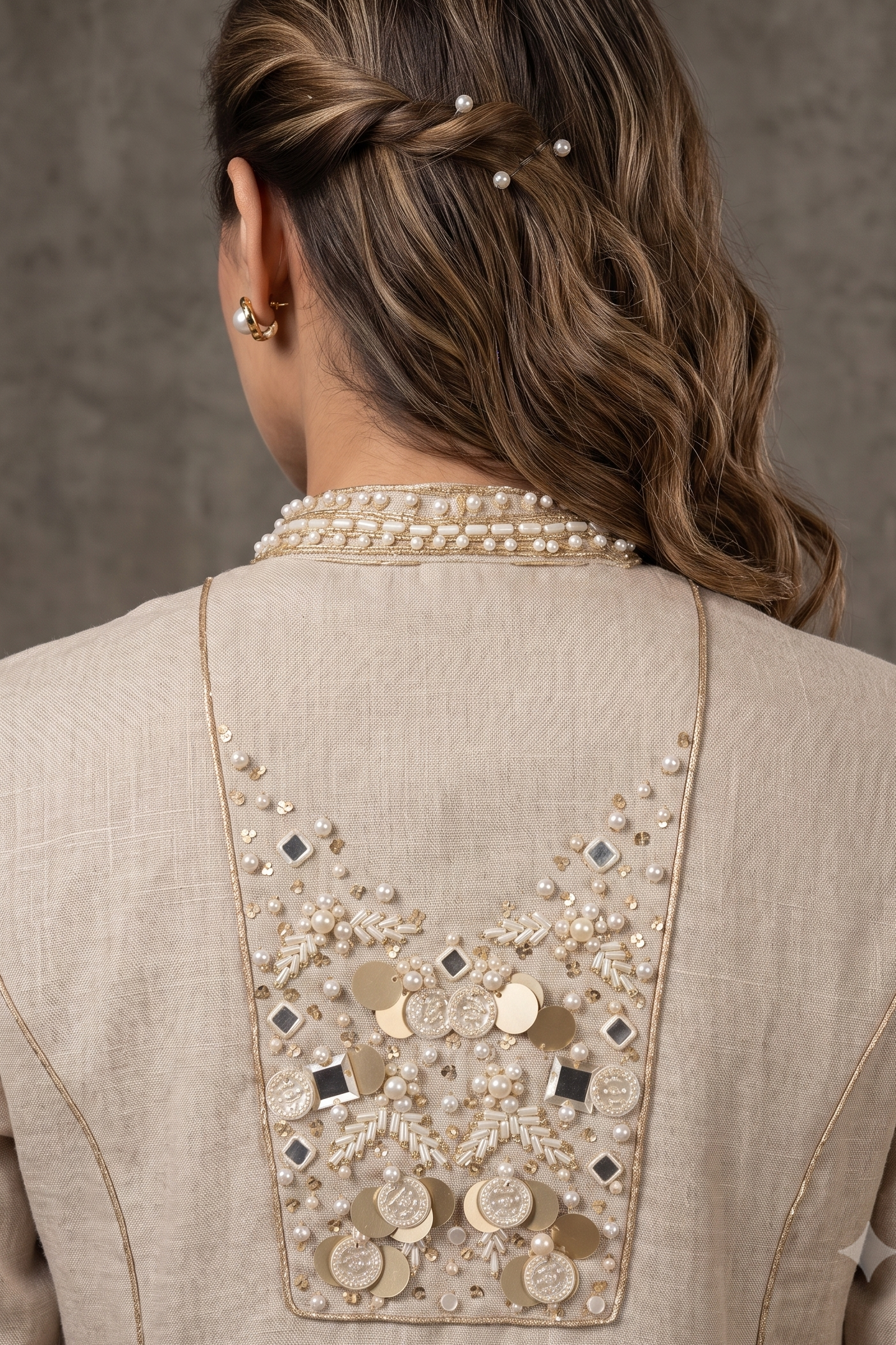 Desert Pearl Embellished Cotton Linen Pant Set