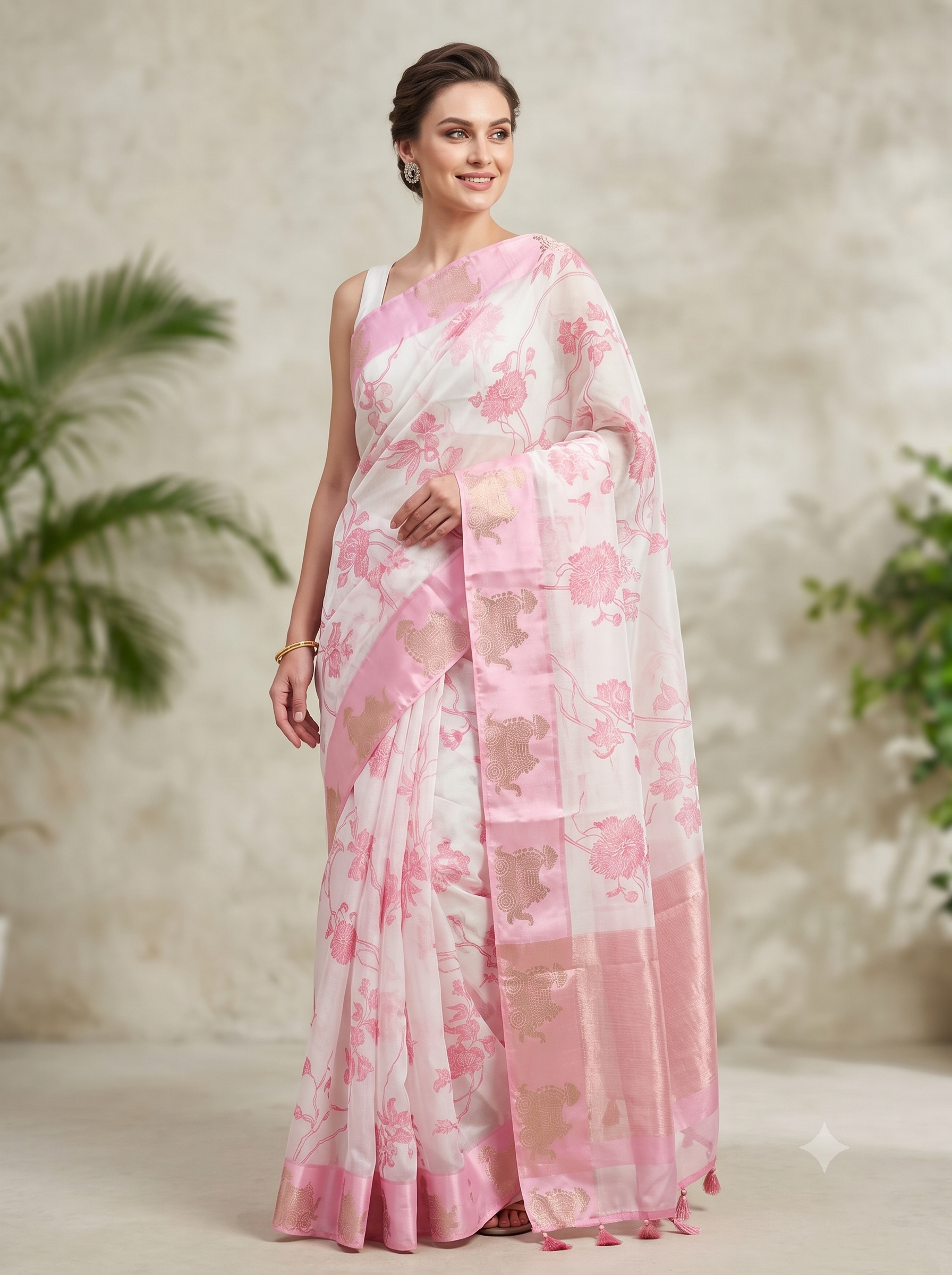 Gulabi Printed Organza Silk Saree