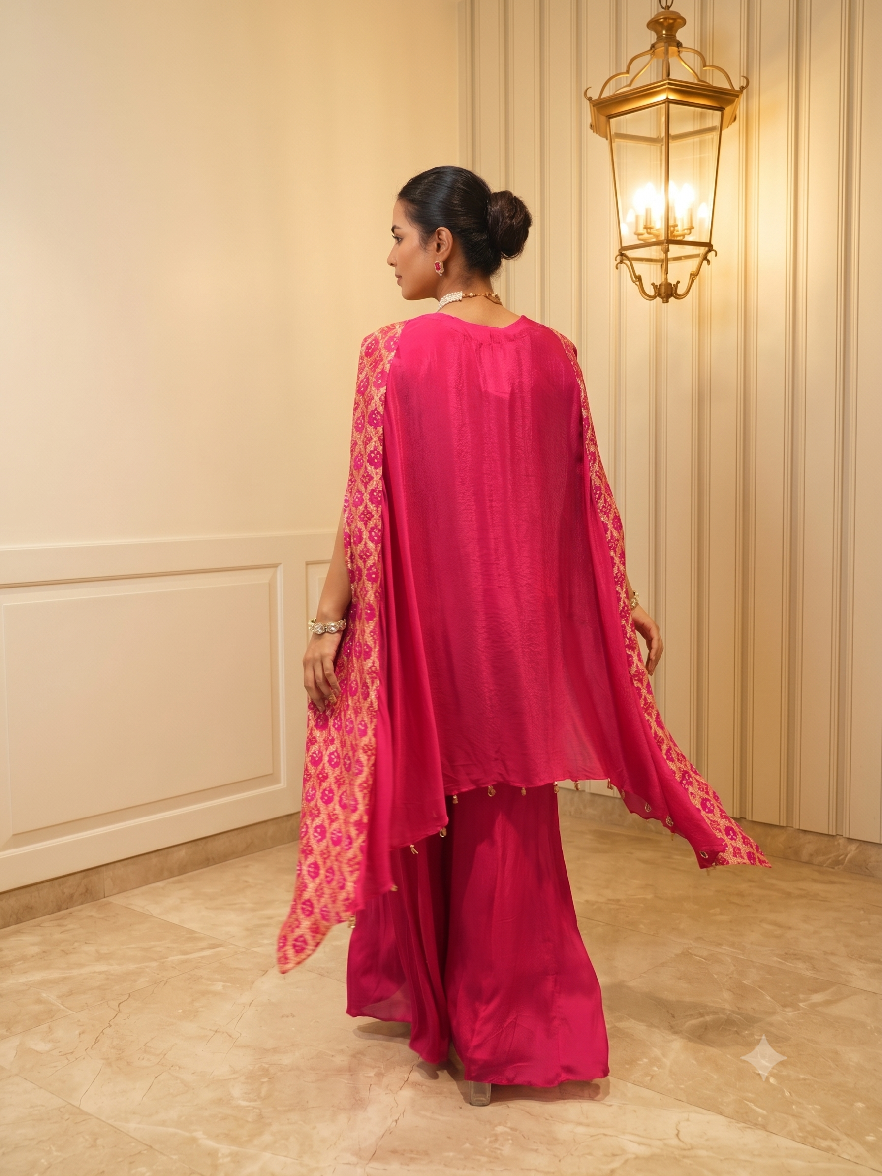 Rani Pink Embellished Georgette Palazzo Set