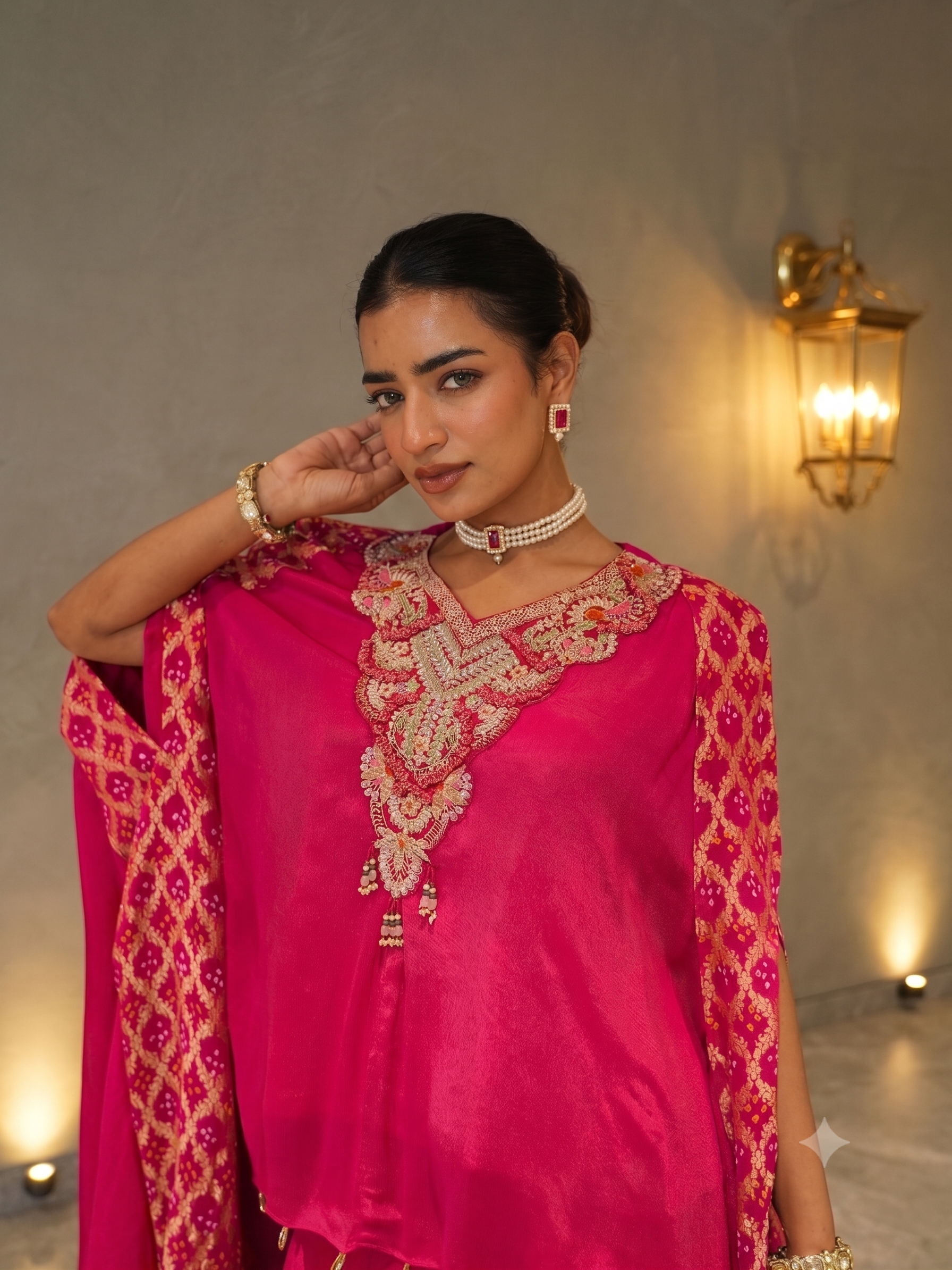 Rani Pink Embellished Georgette Palazzo Set