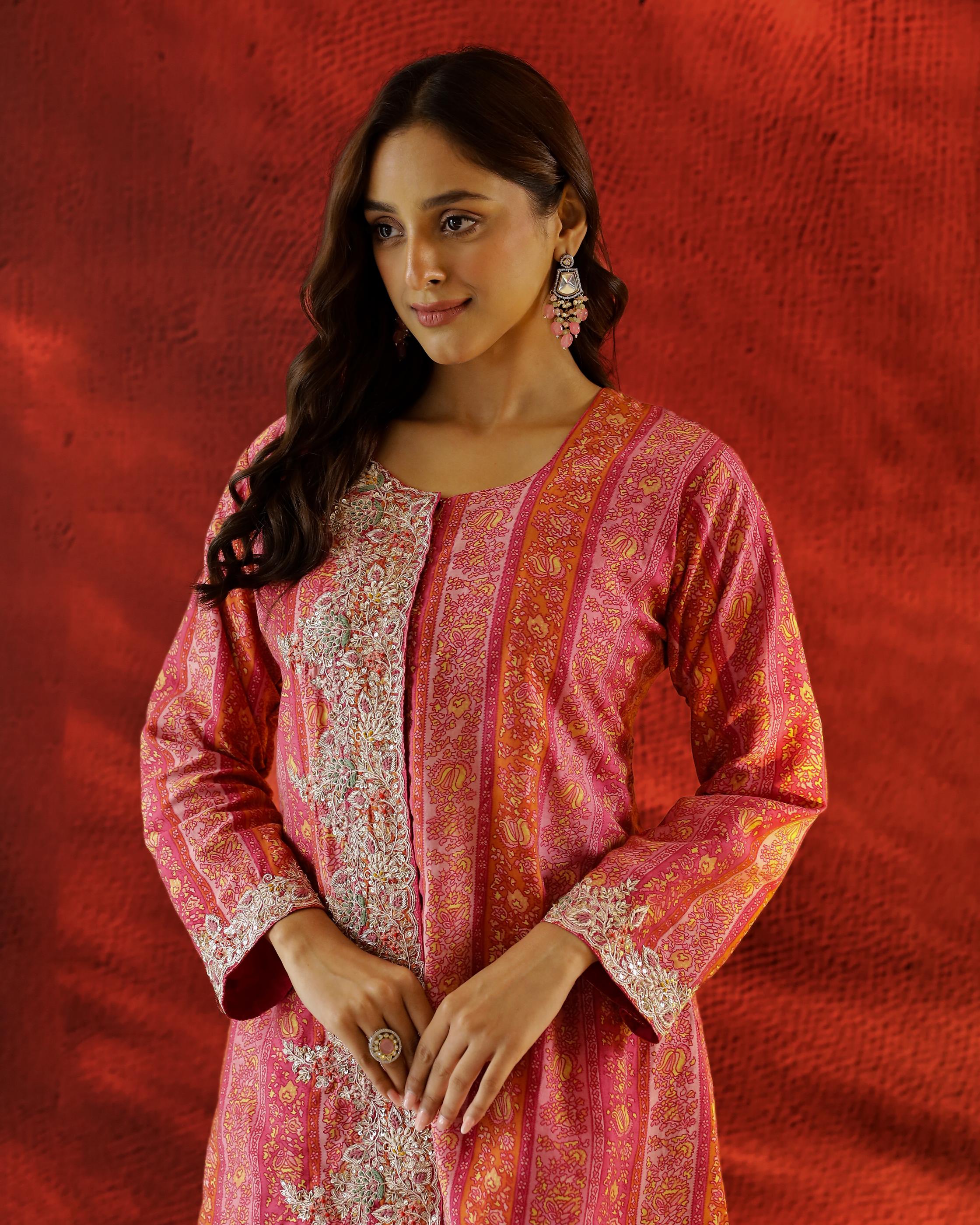 Pink Printed Spanish Silk Palazzo Set