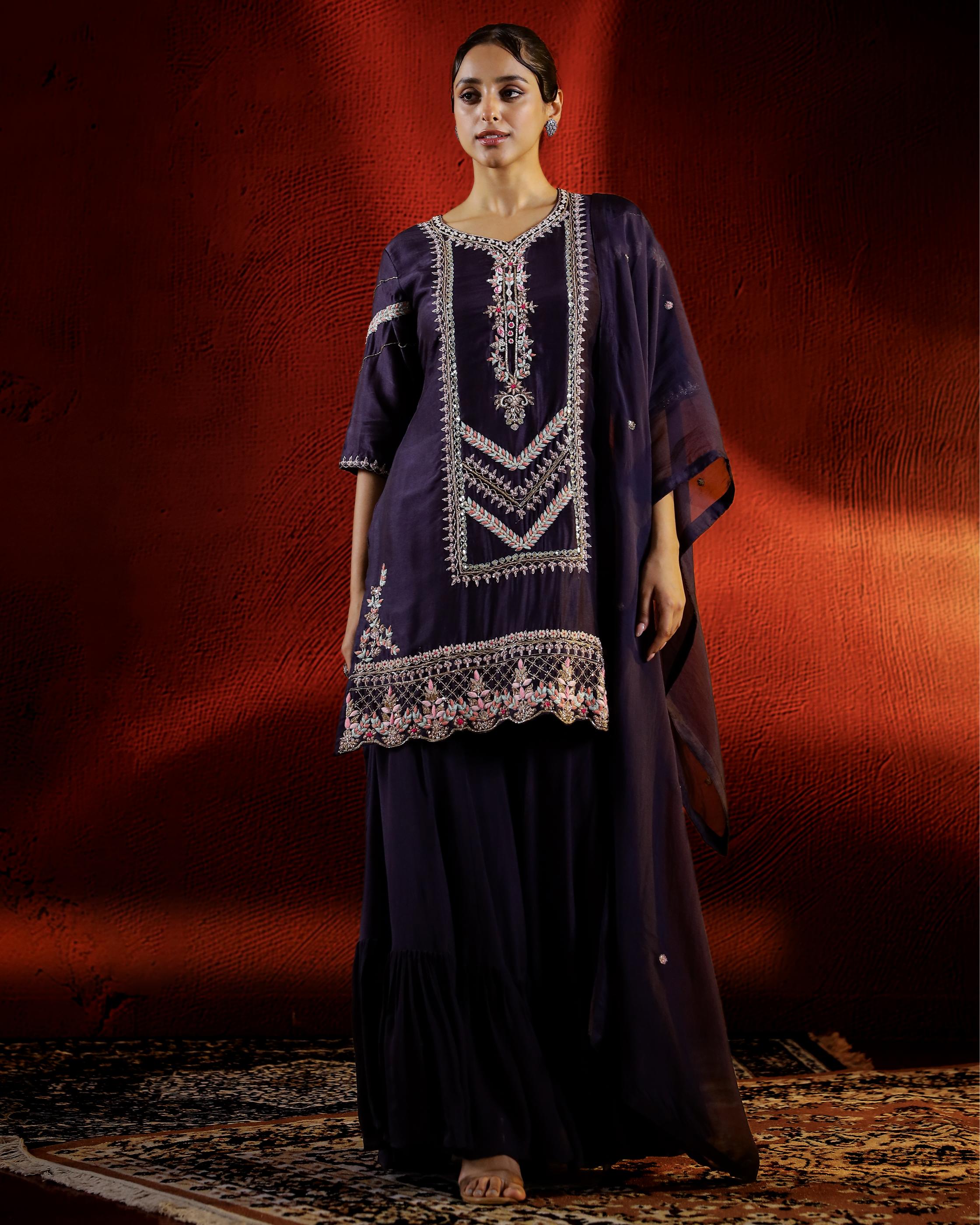 Light Purple Embellished Spanish Silk Palazzo Set