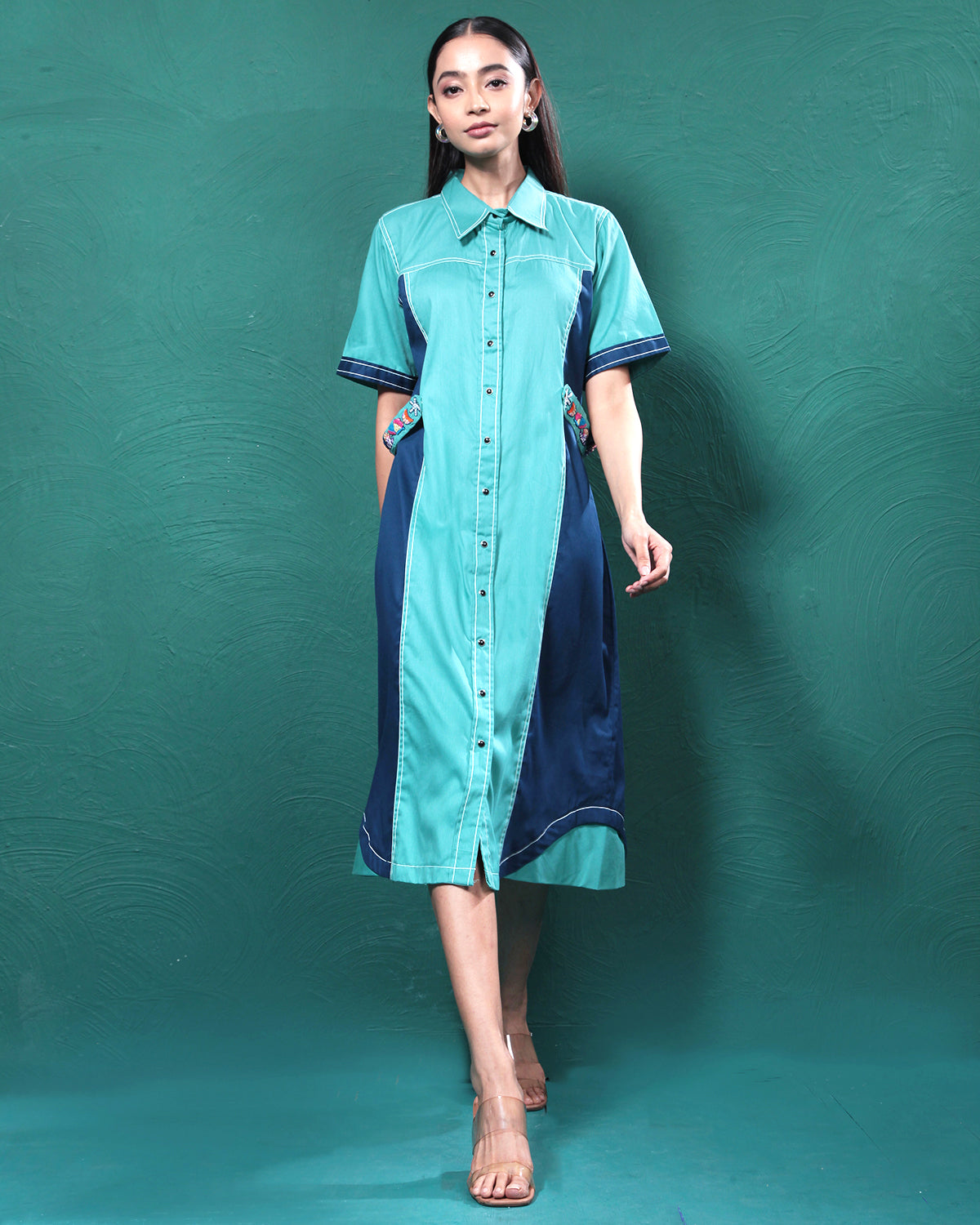 Blue Lagoon Playful Long Shirt Dress