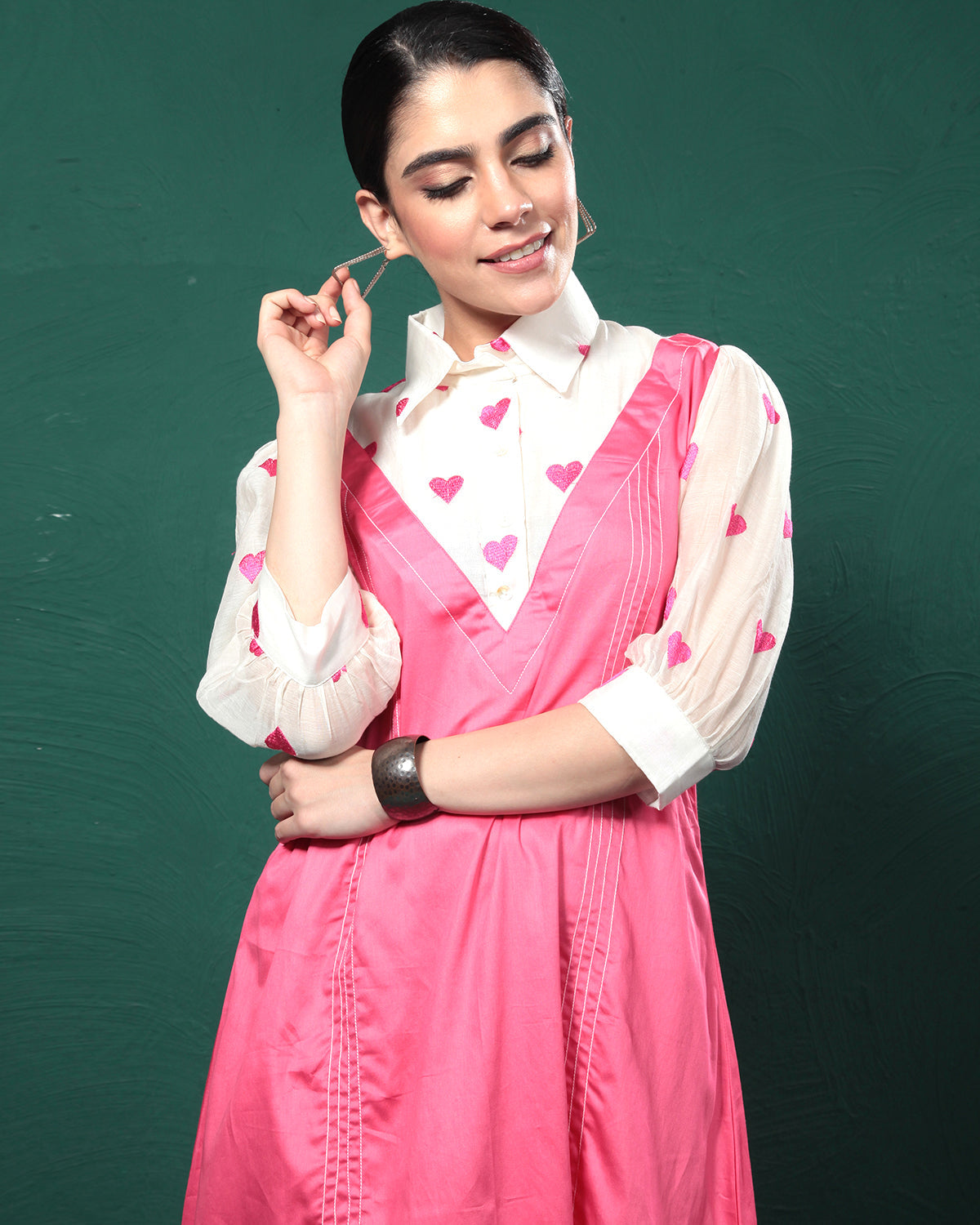 One Love Pink Hearts Tunic Dress