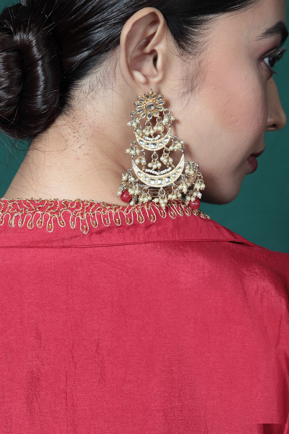 Crimson Red Embroidered Jacket & Palazzo Set