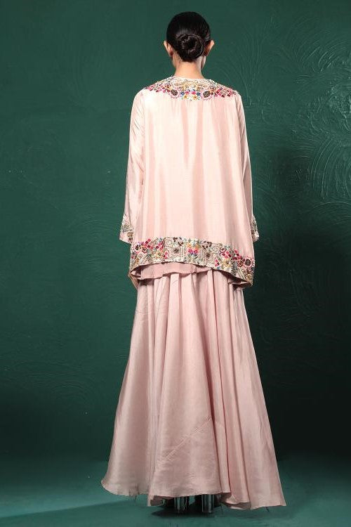 Blush Pink Embroidered Palazzo Set