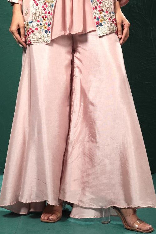 Blush Pink Embroidered Palazzo Set