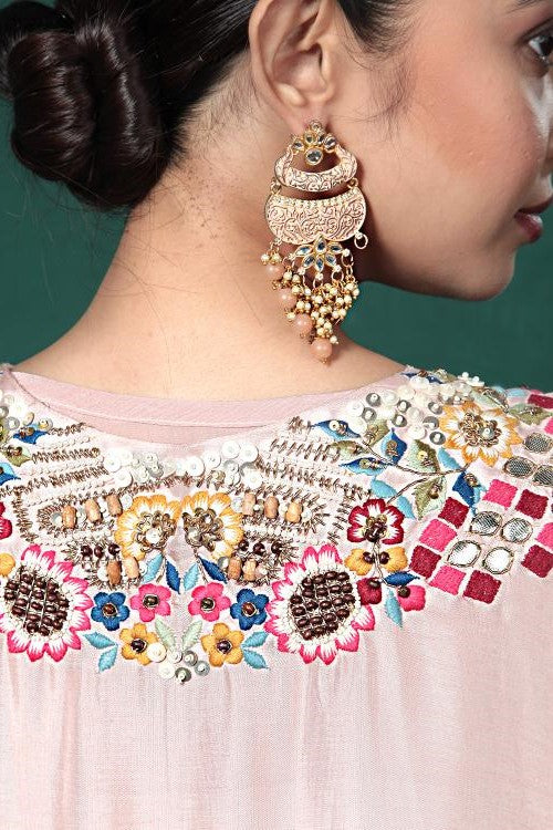 Blush Pink Embroidered Palazzo Set