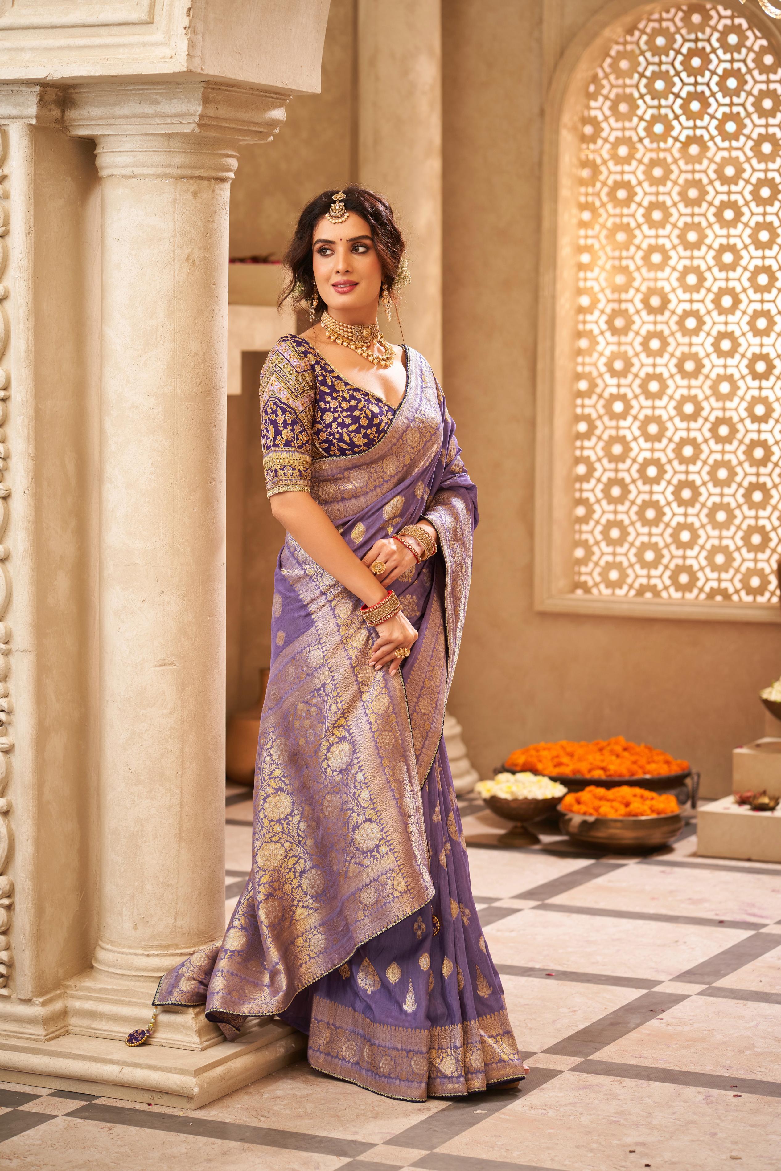 Elegant Blue Digital Printed Tussar Silk Saree
