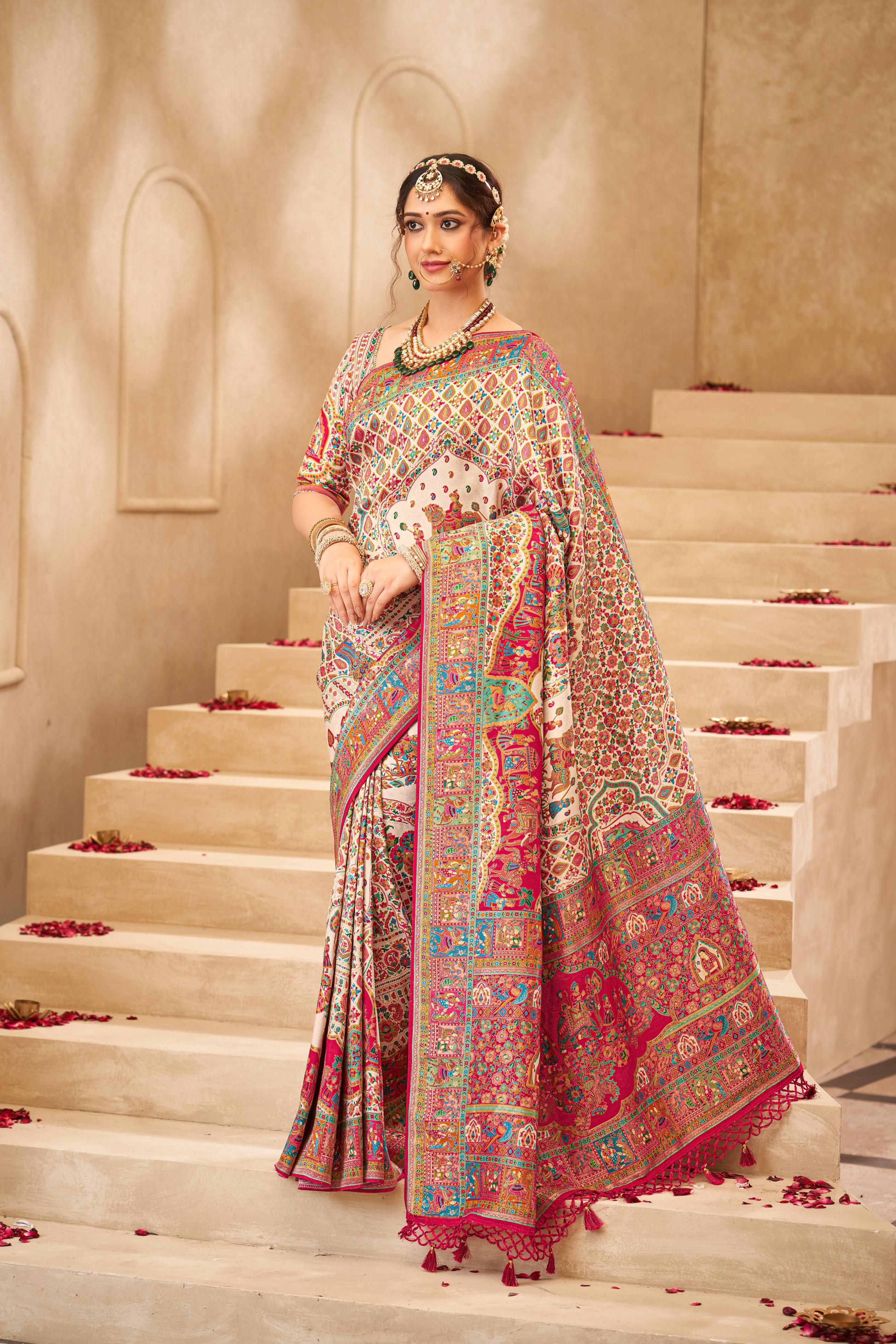 Elegant Black Digital Printed Silk Saree