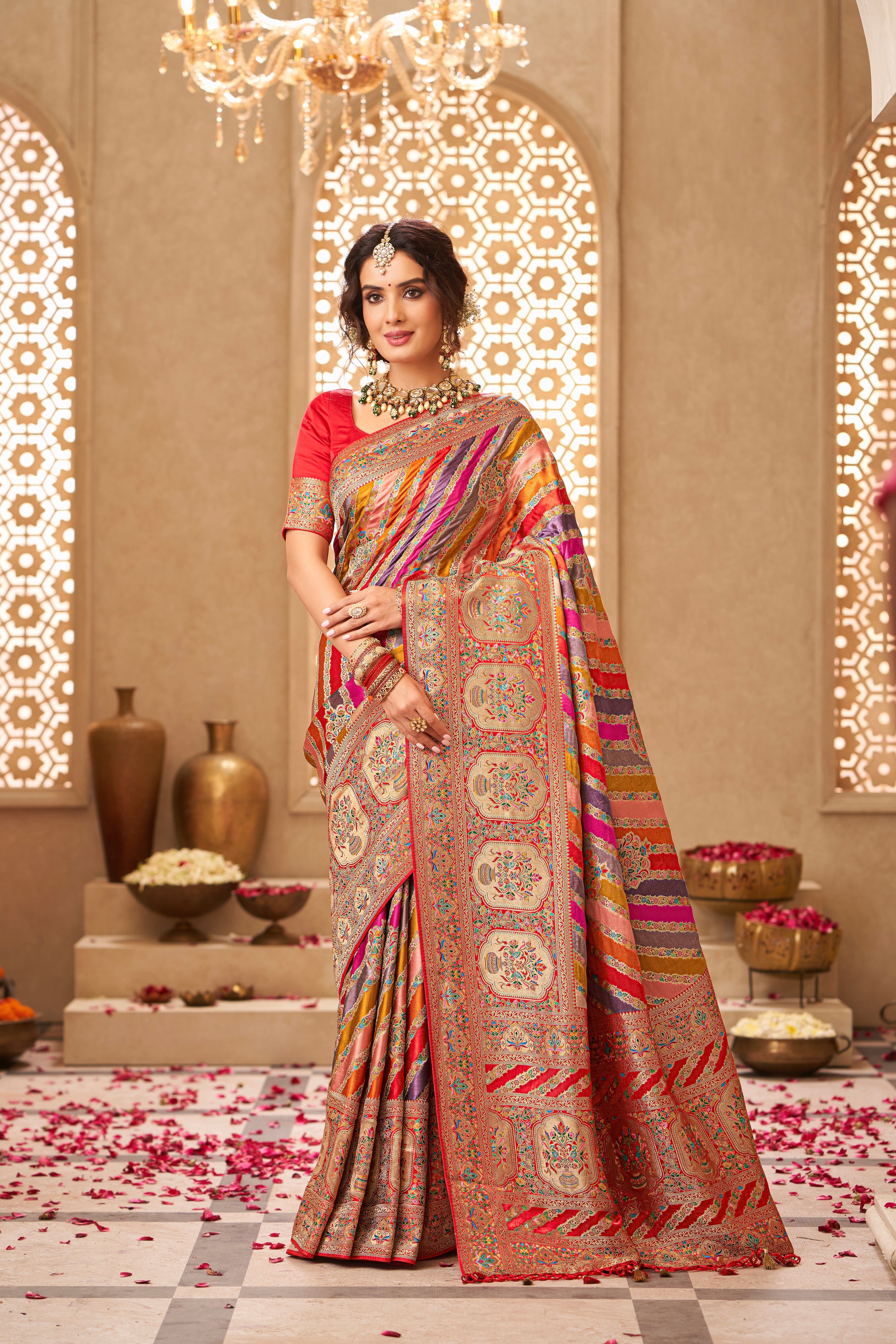 Multi Color Satin Silk Saree
