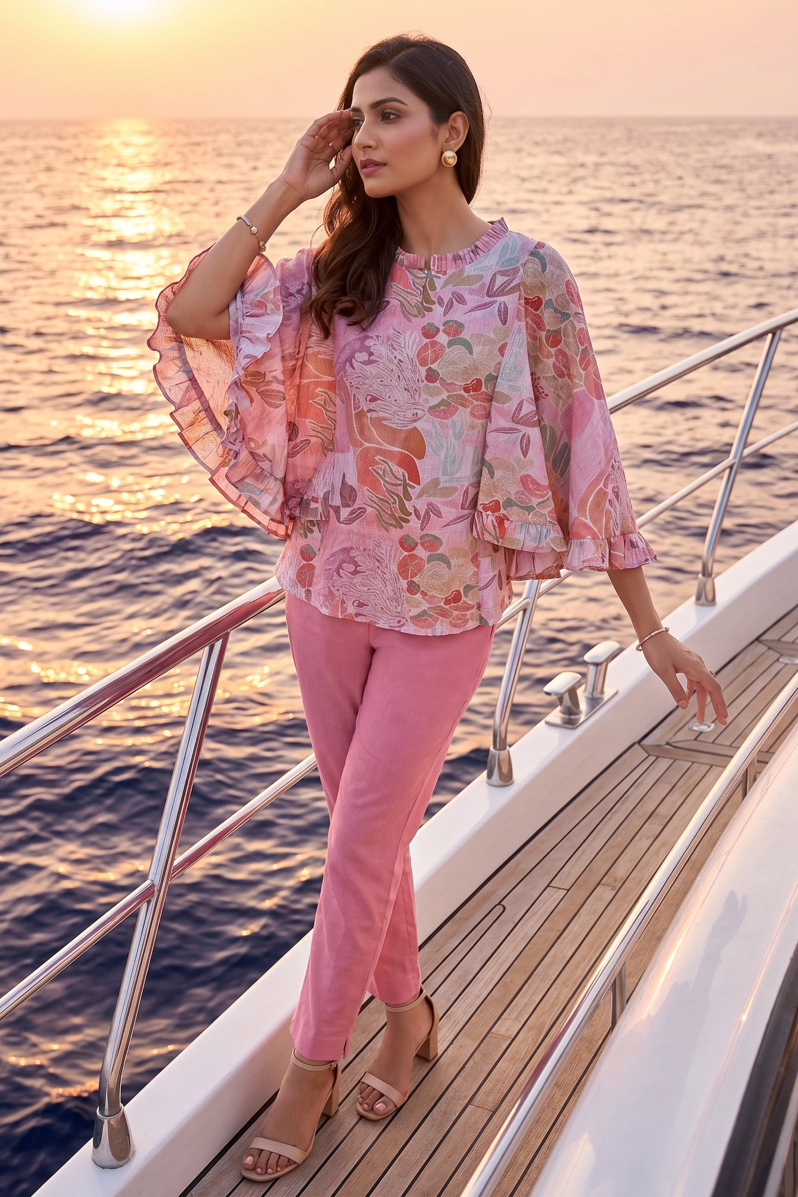 Petal Rose Printed Linen Co-Ord Set
