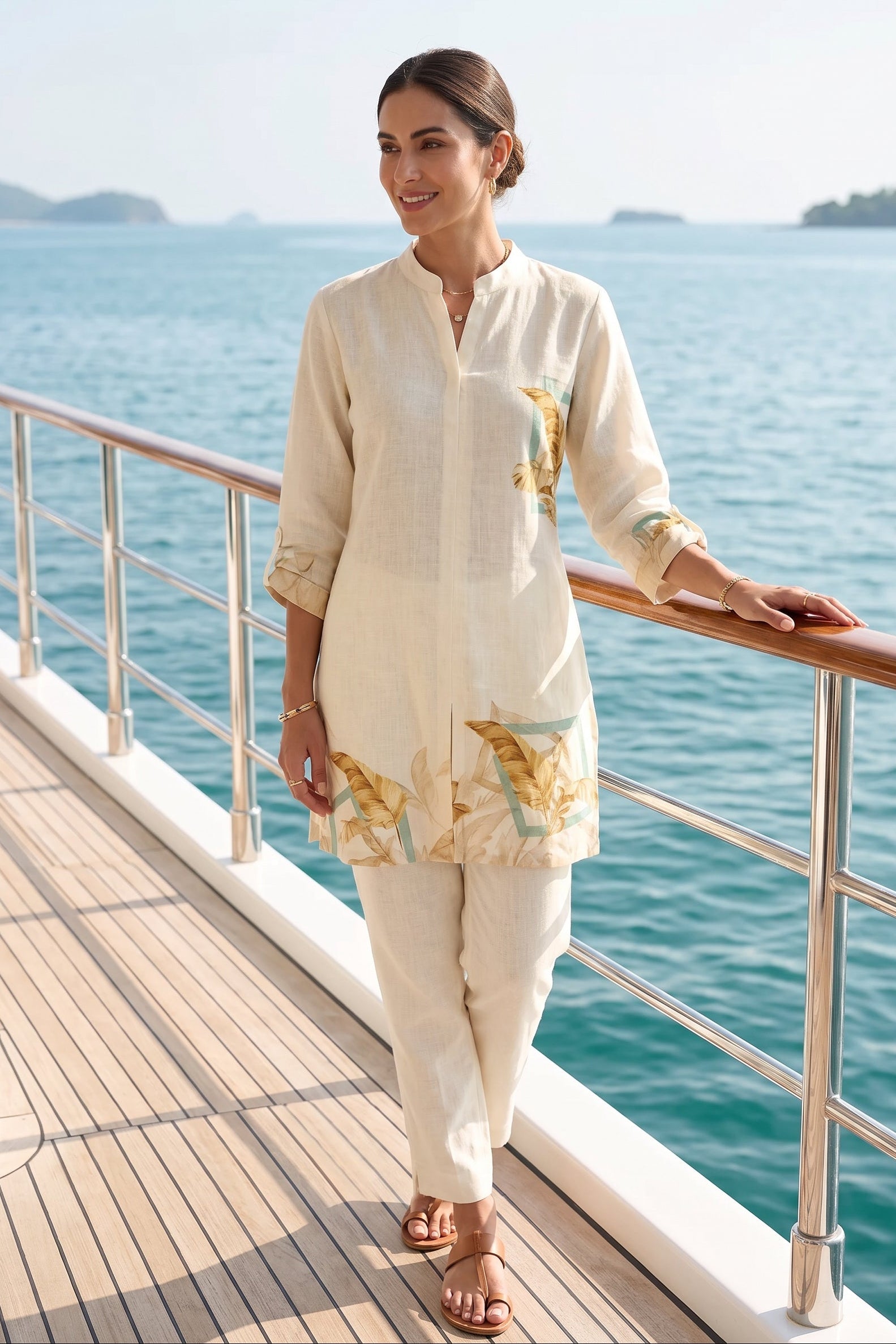 Tropical Ivory Printed Linen Co-Ord Set