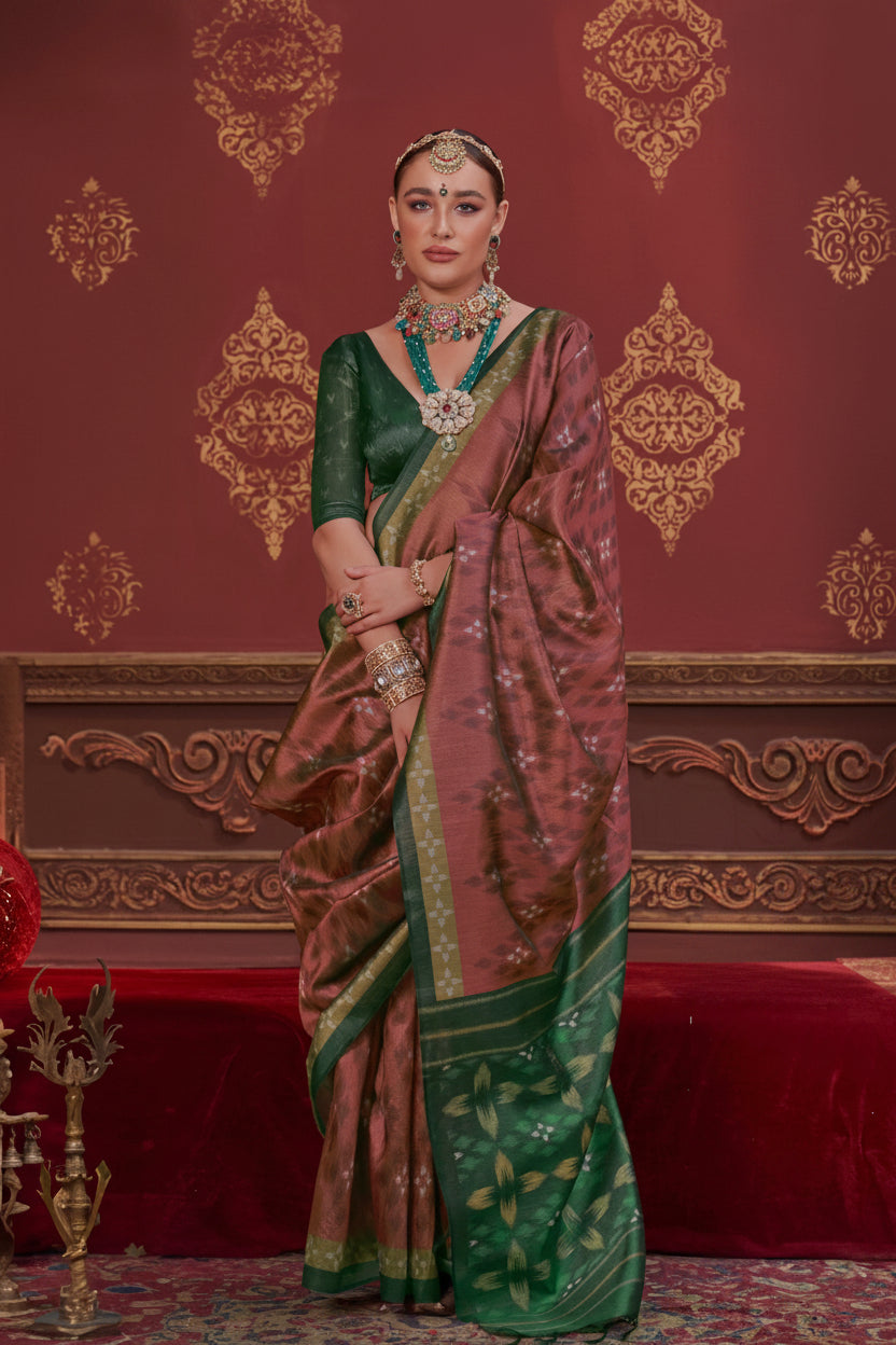 Scarlet Red Printed Premium Silk Saree