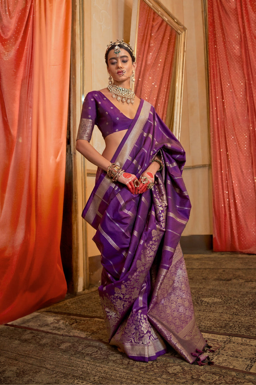 Regal Purple Zari Premium Silk Saree