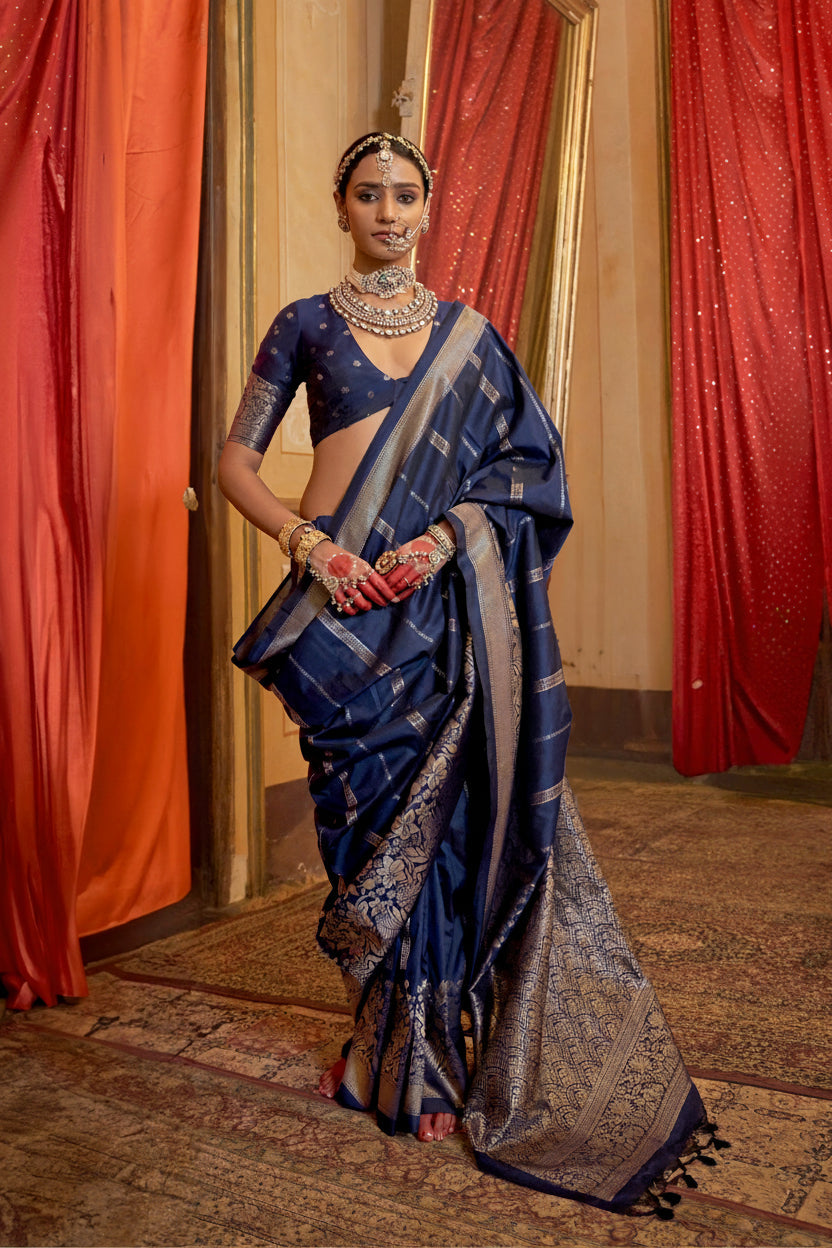 Royale Blue Zari Premium Silk Saree