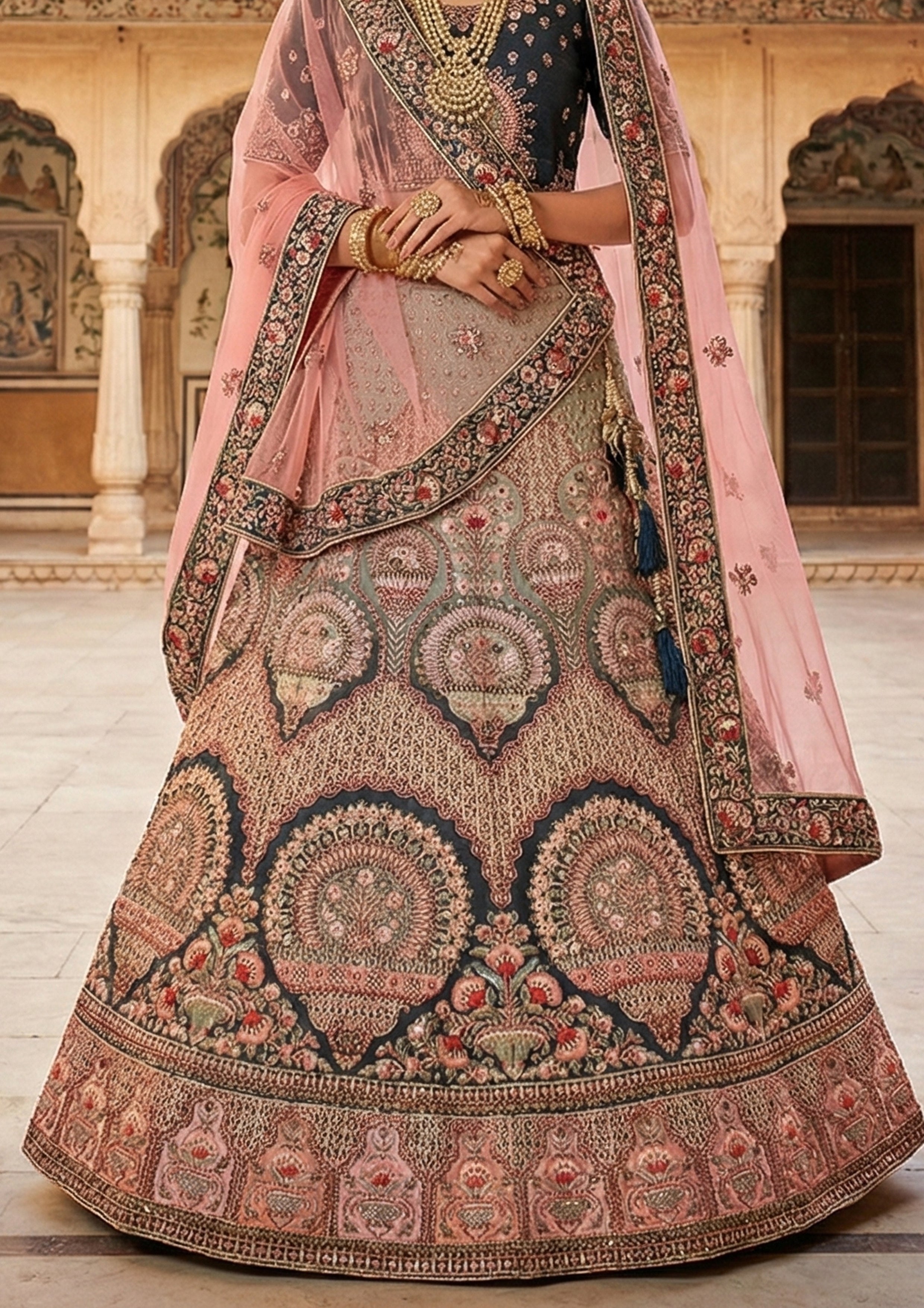 Evergreen Embellished Premium Velvet Lehenga Set