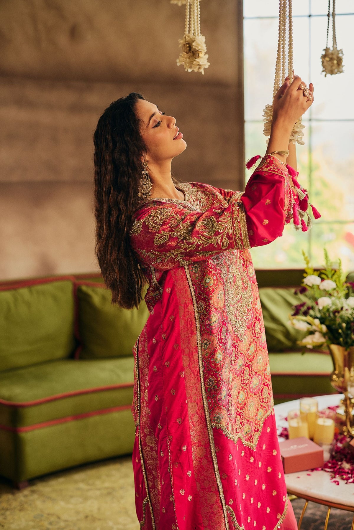 Pink Fuchsia Embellished Brocade Silk Salwar Set