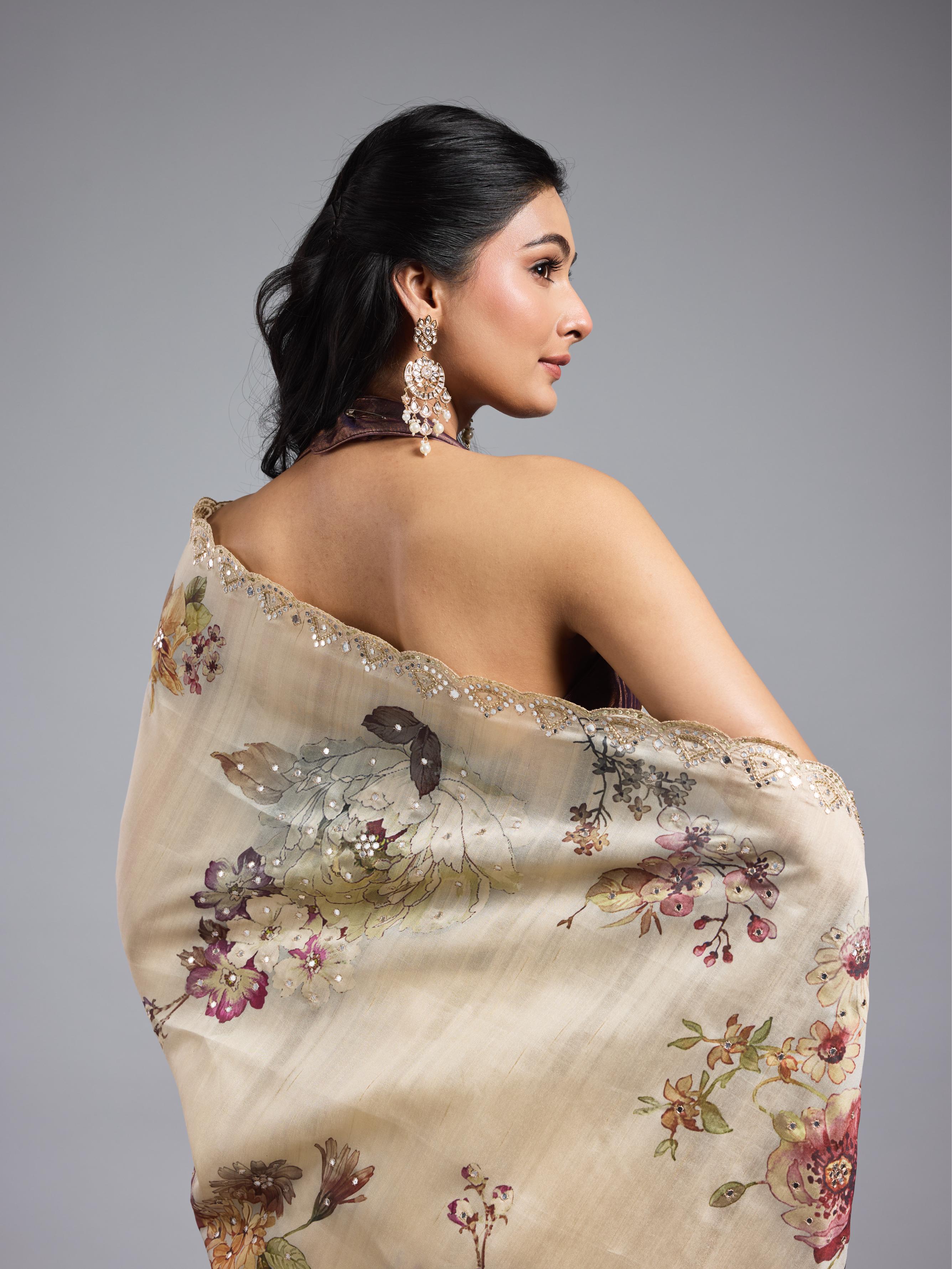 Pastel Cream Bhagalpuri Tussar Silk Saree