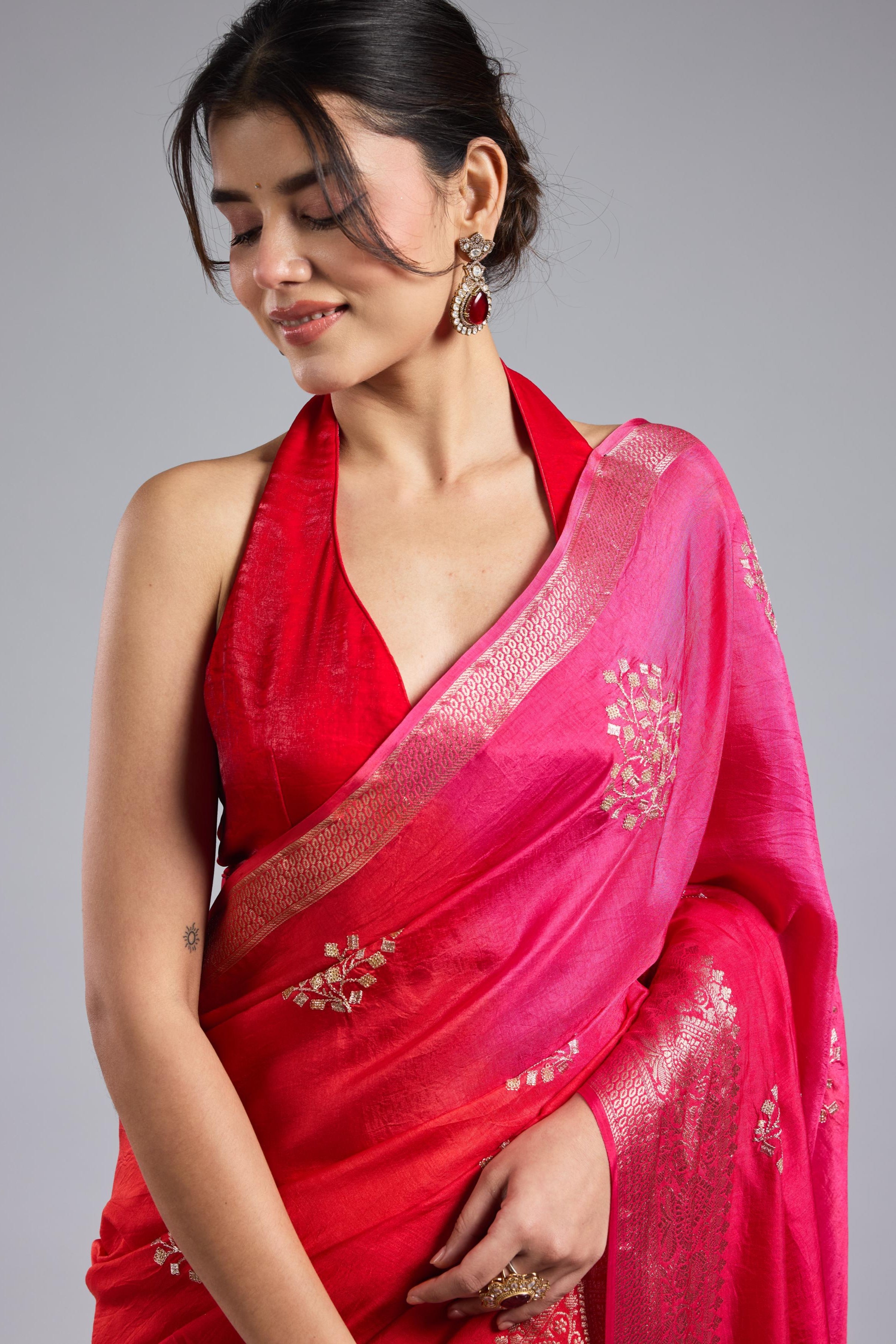 Pink Ombre Dyed Premium Silk Saree