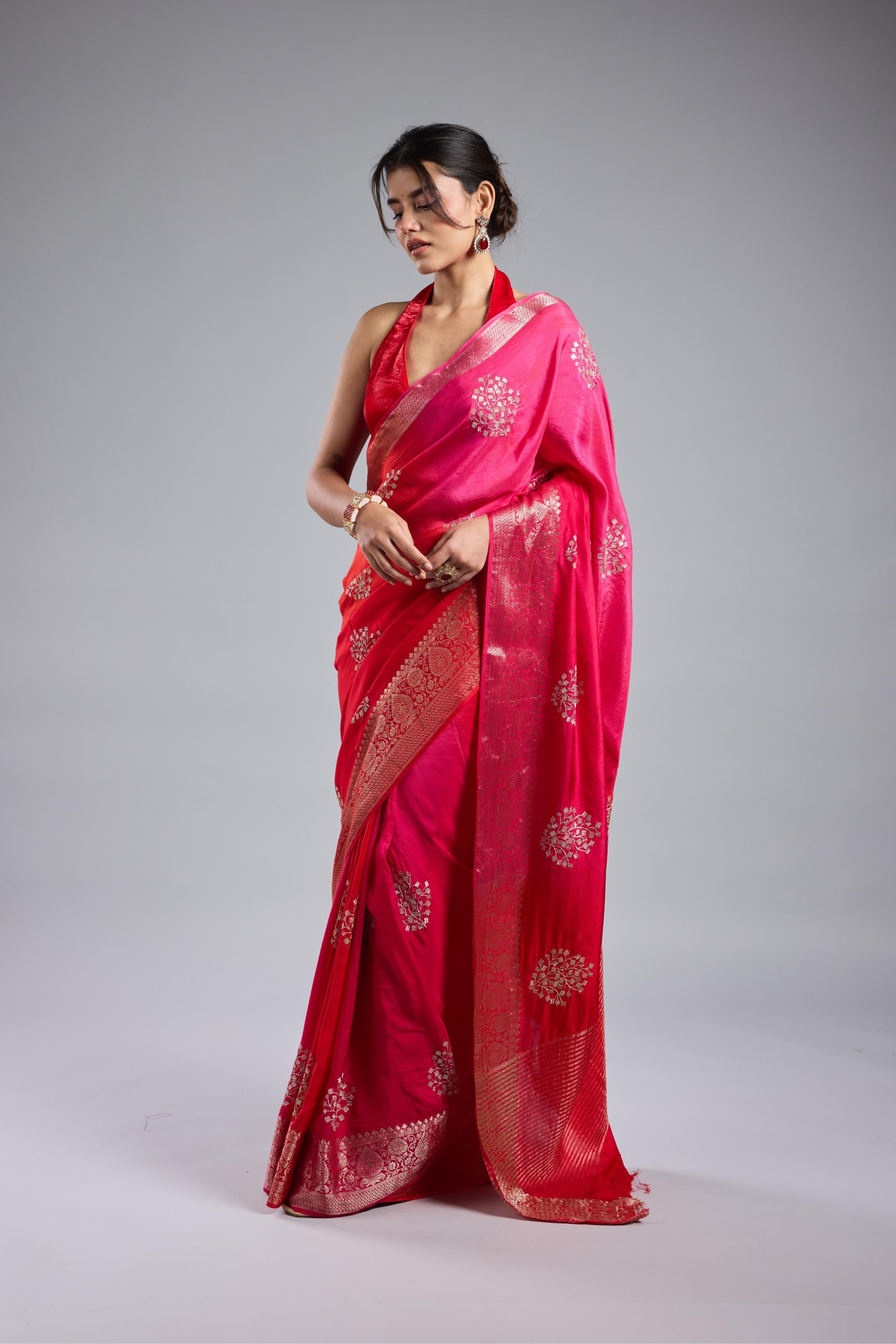 Pink Ombre Dyed Premium Silk Saree