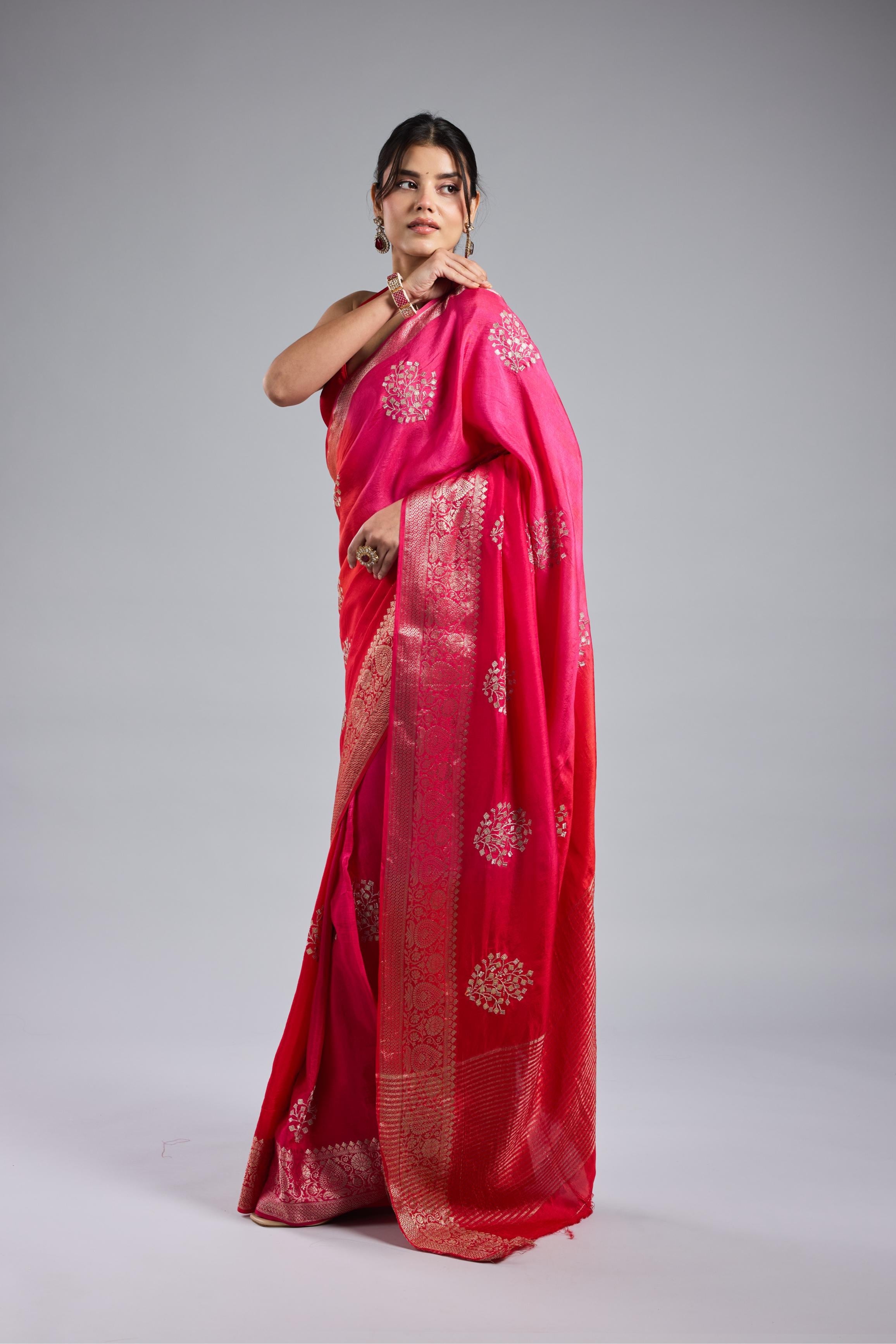 Pink Ombre Dyed Premium Silk Saree