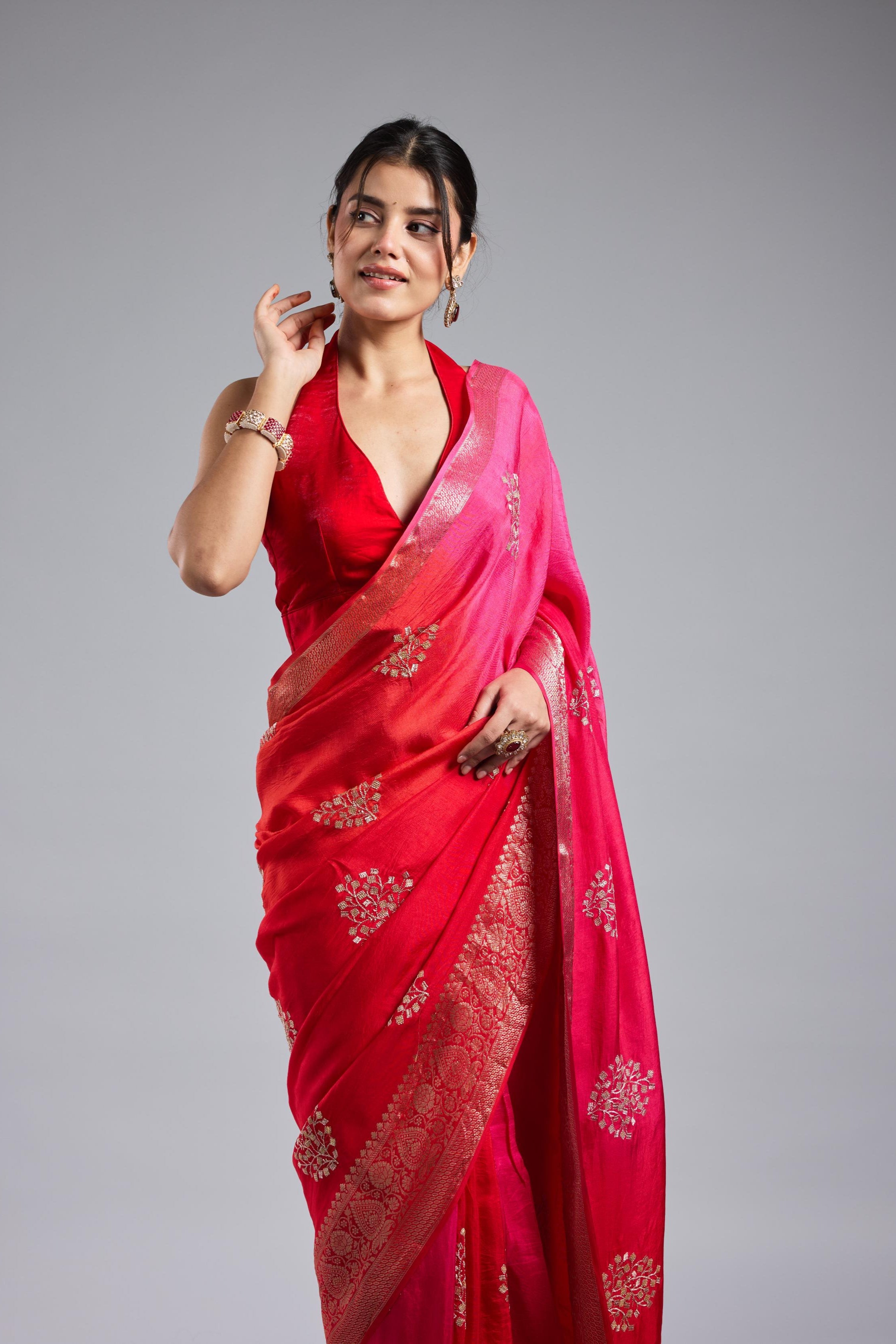Pink Ombre Dyed Premium Silk Saree