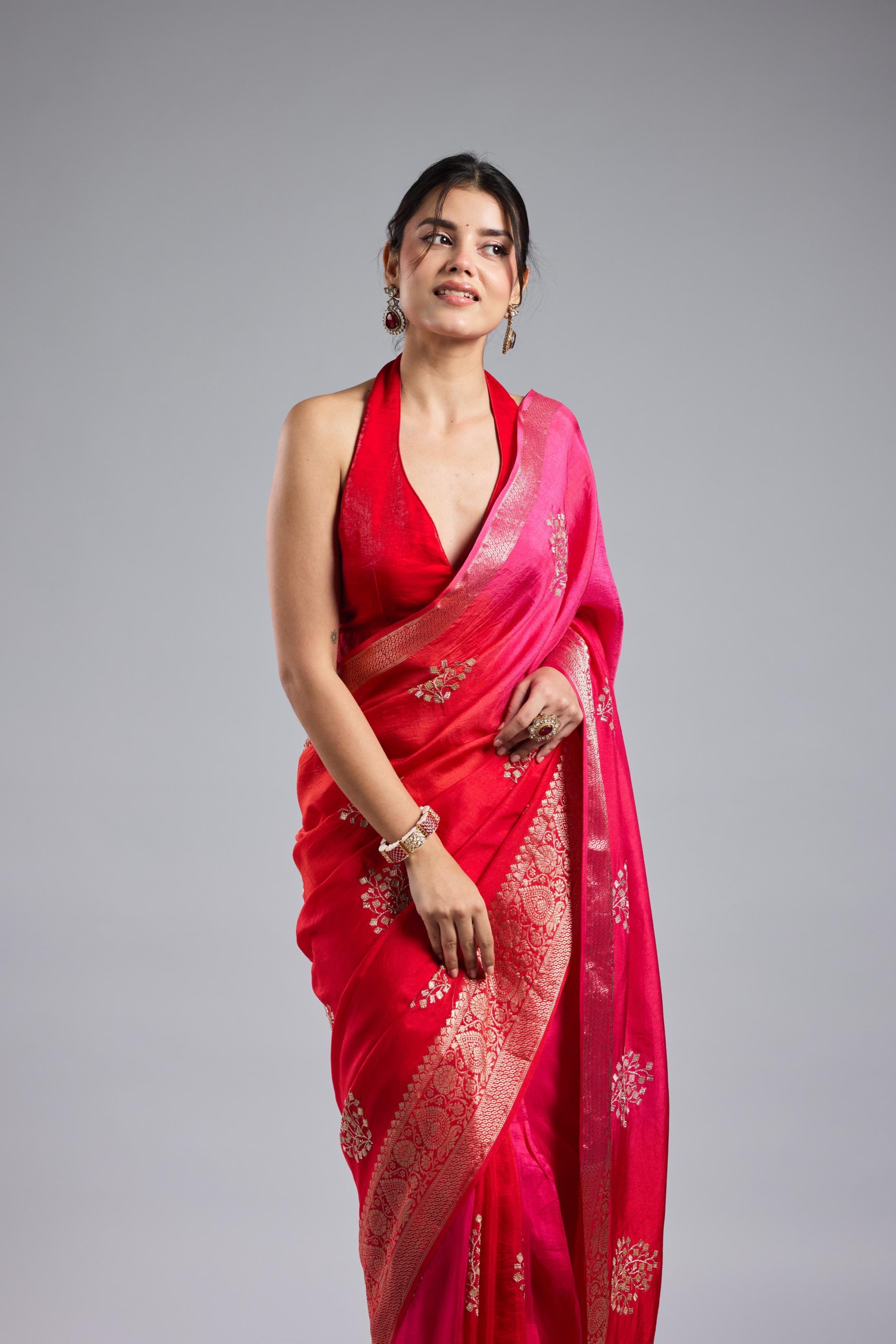 Pink Ombre Dyed Premium Silk Saree