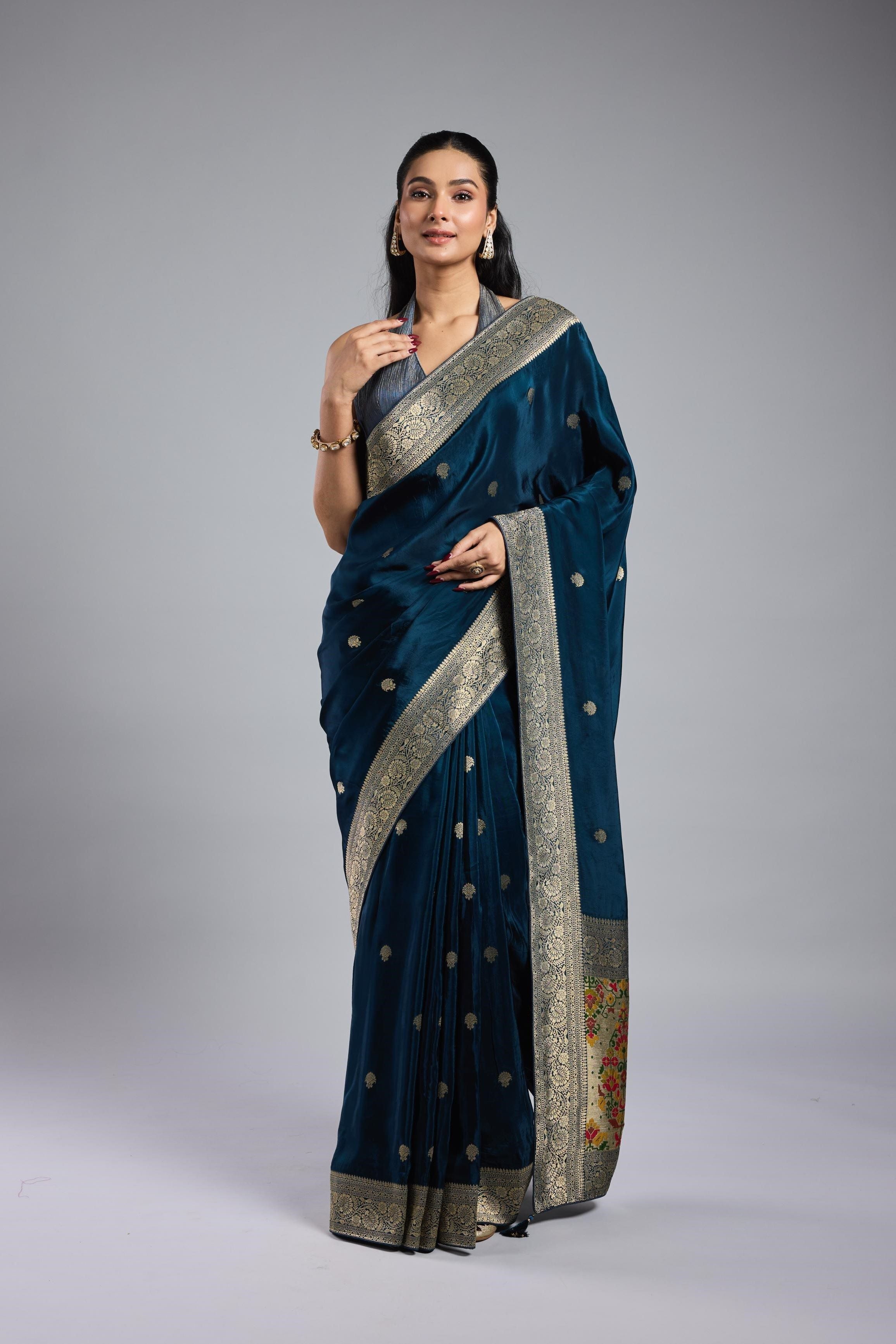 Deep Blue Cosmo Silk Saree