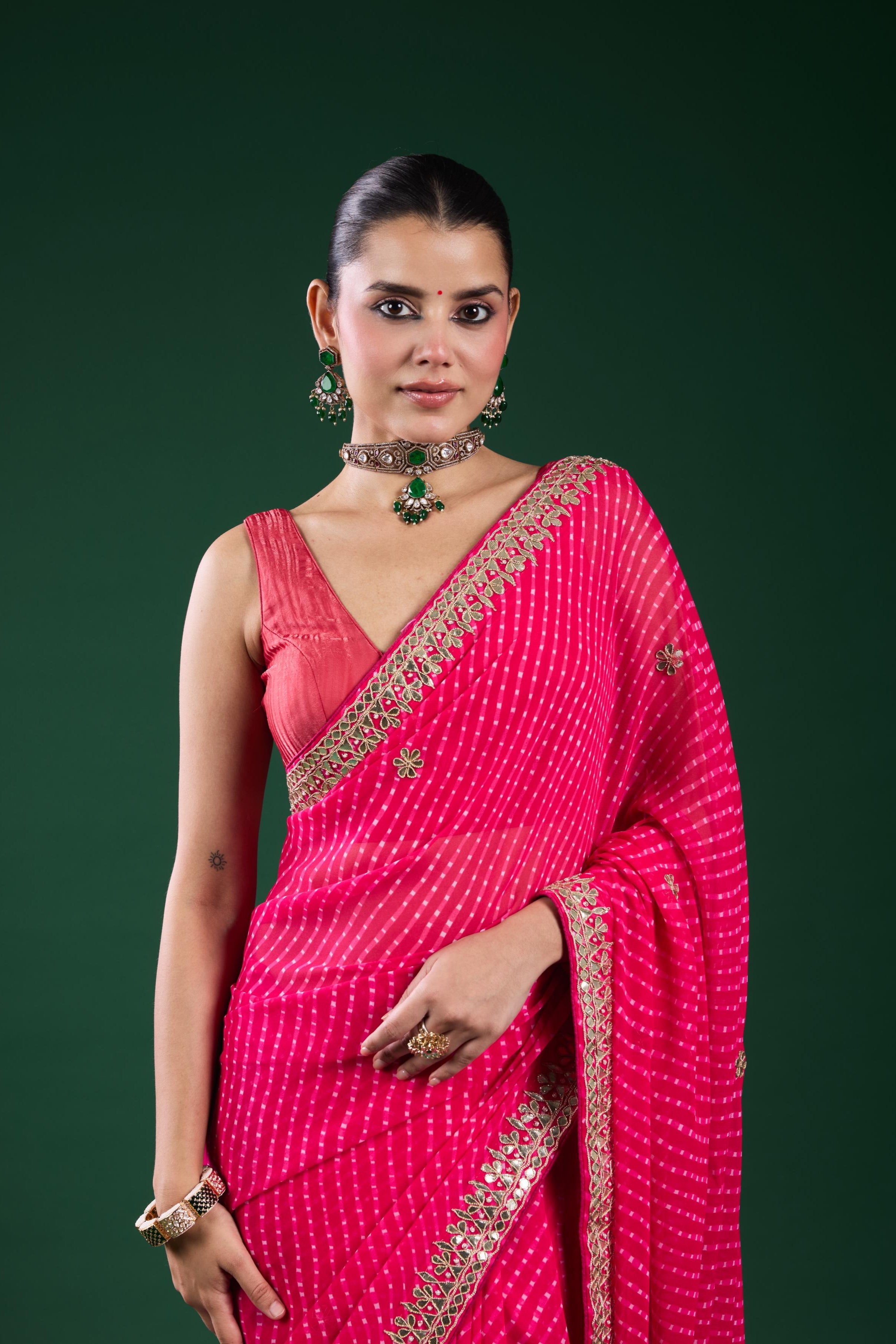 Pink Gotta Georgette Silk Saree