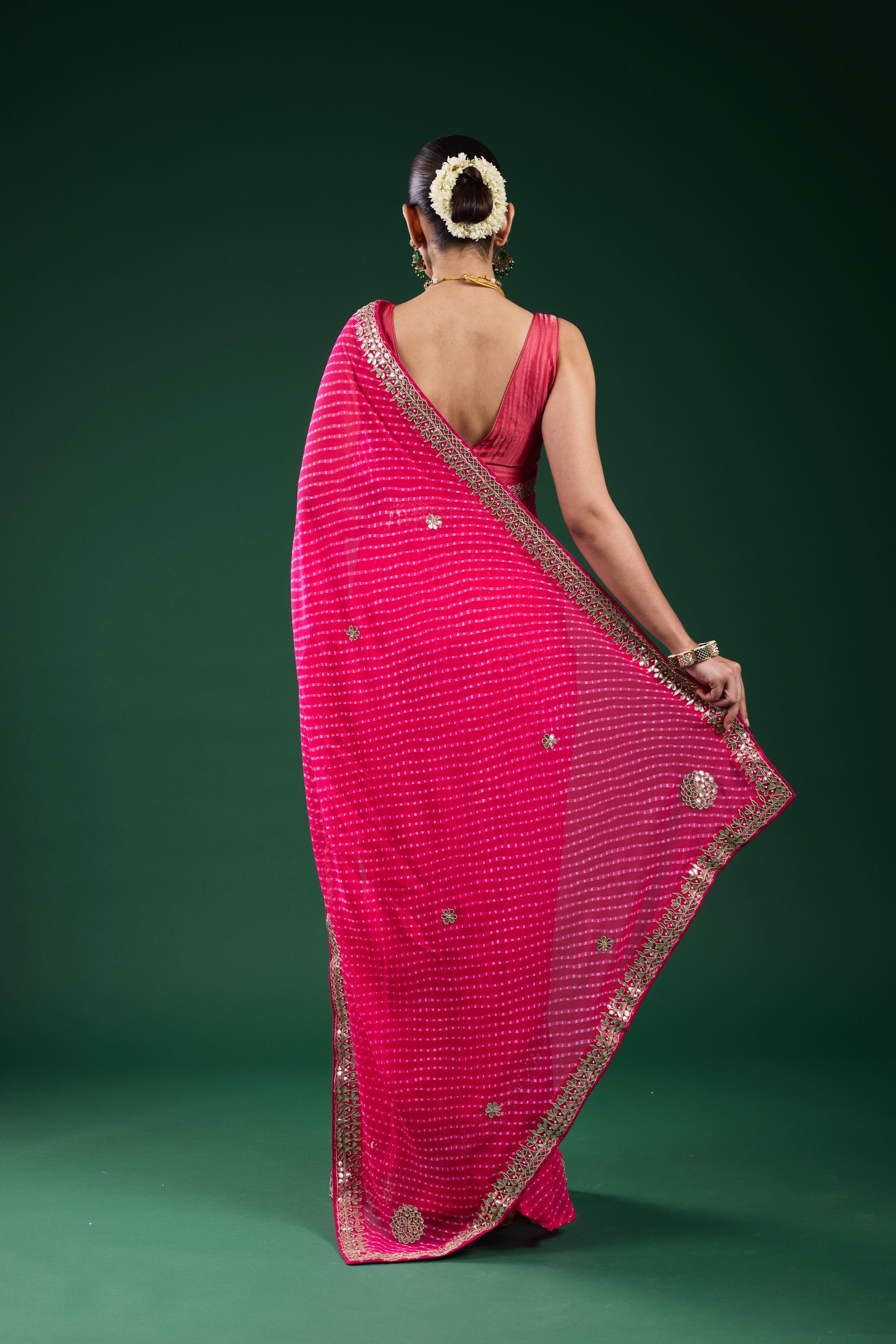 Pink Gotta Georgette Silk Saree