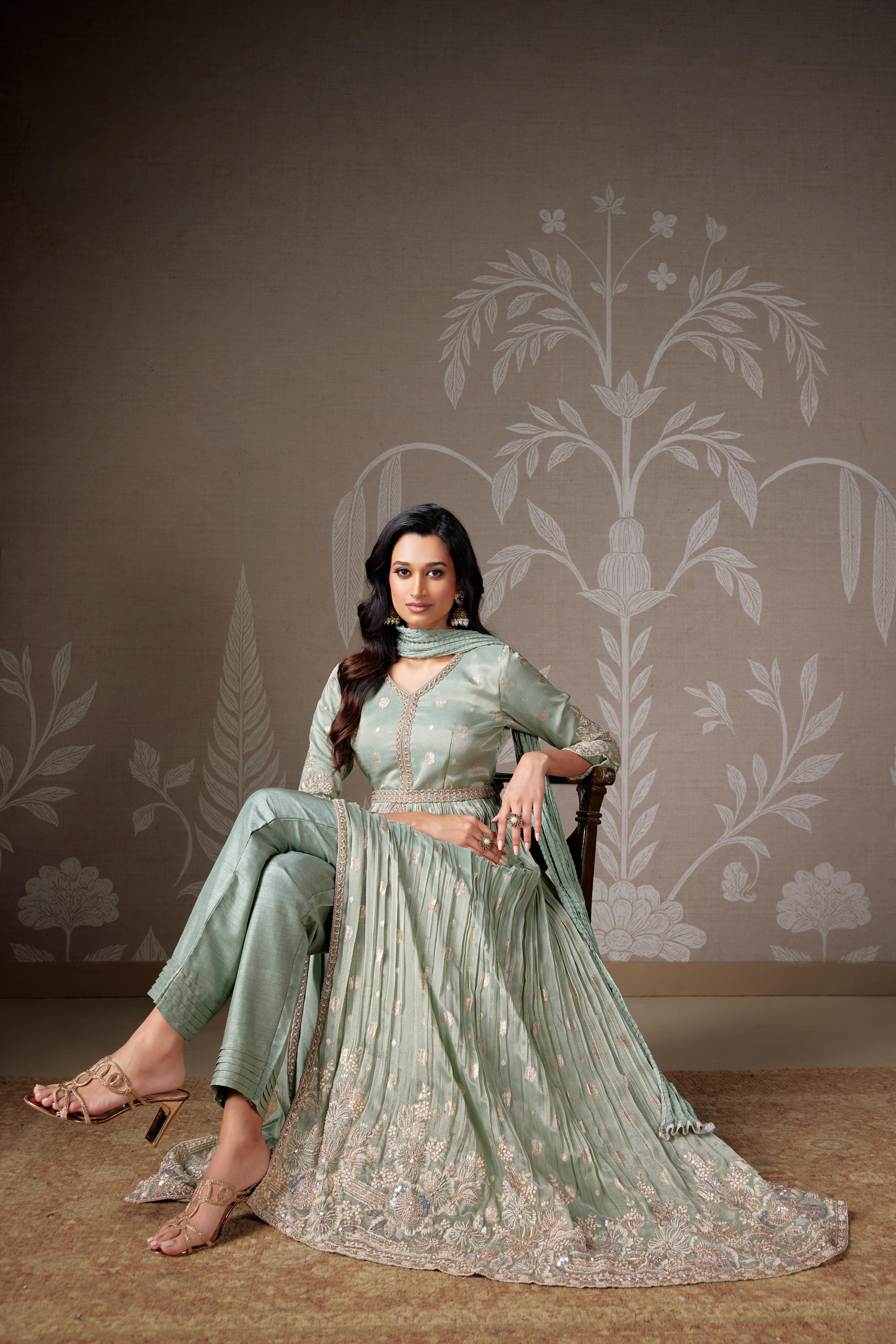 Pastel Luxe Embellished Anarkali Set