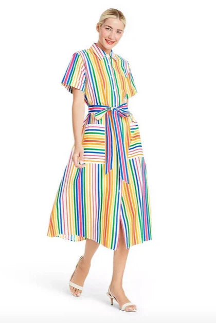 Playful Multicolor Swiss Cotton Shirt Dress