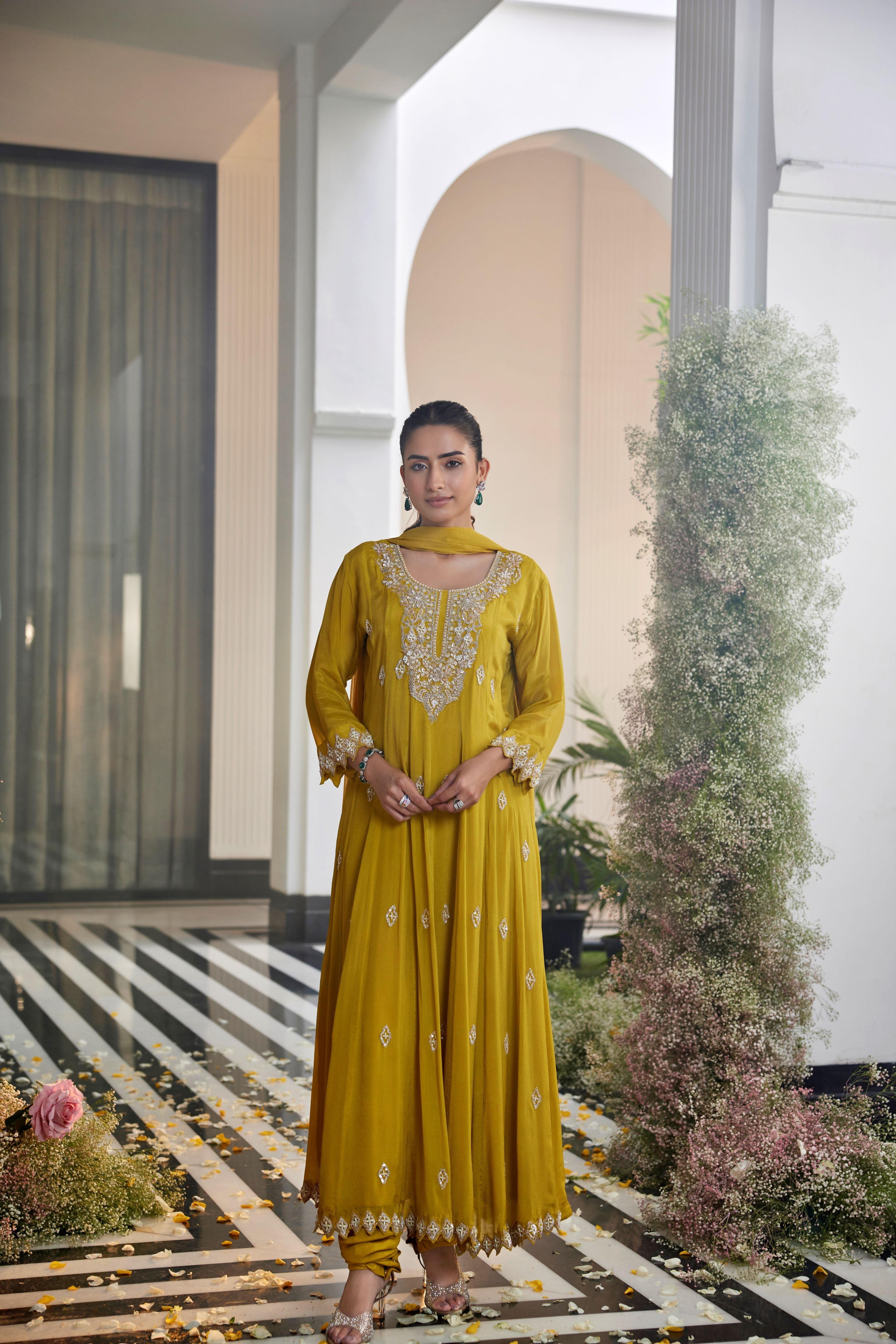 Golden Glam Anarkali Set