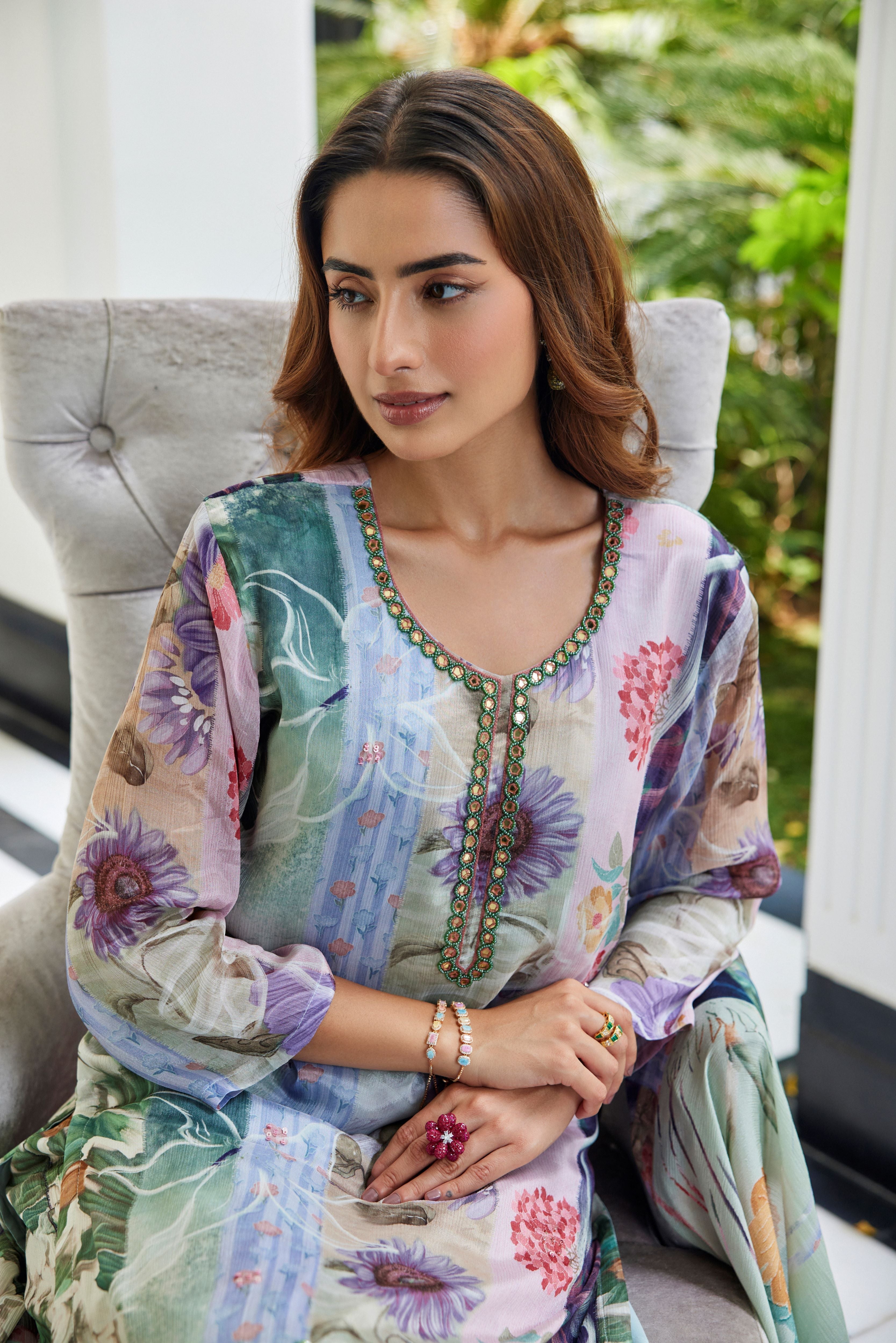 Misty Floral Pants Set