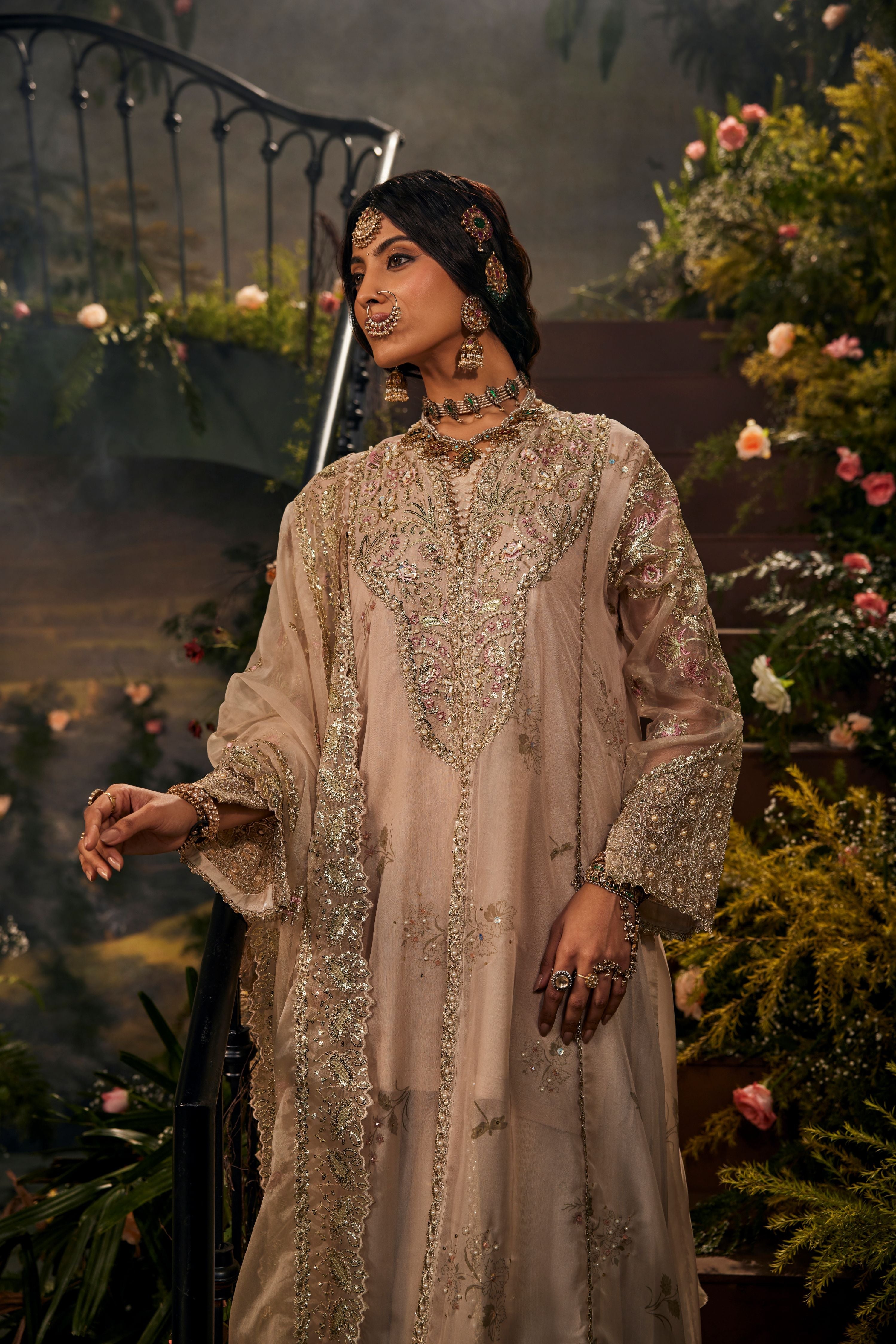 Malika-e-Noor Embellished Soft Organza Palazzo Set