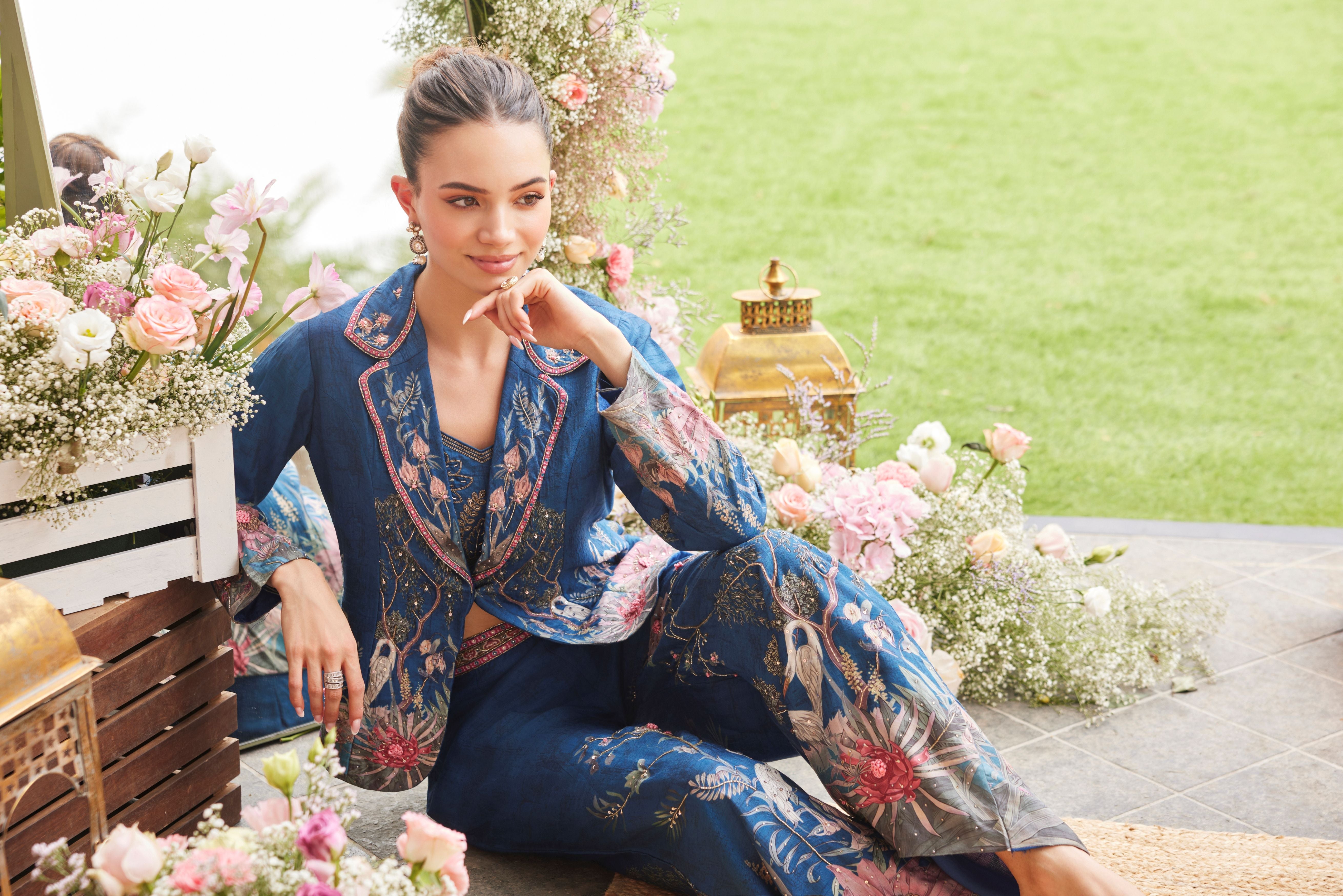 Blue Midnight Garden - Three Piece Co-Ord Set