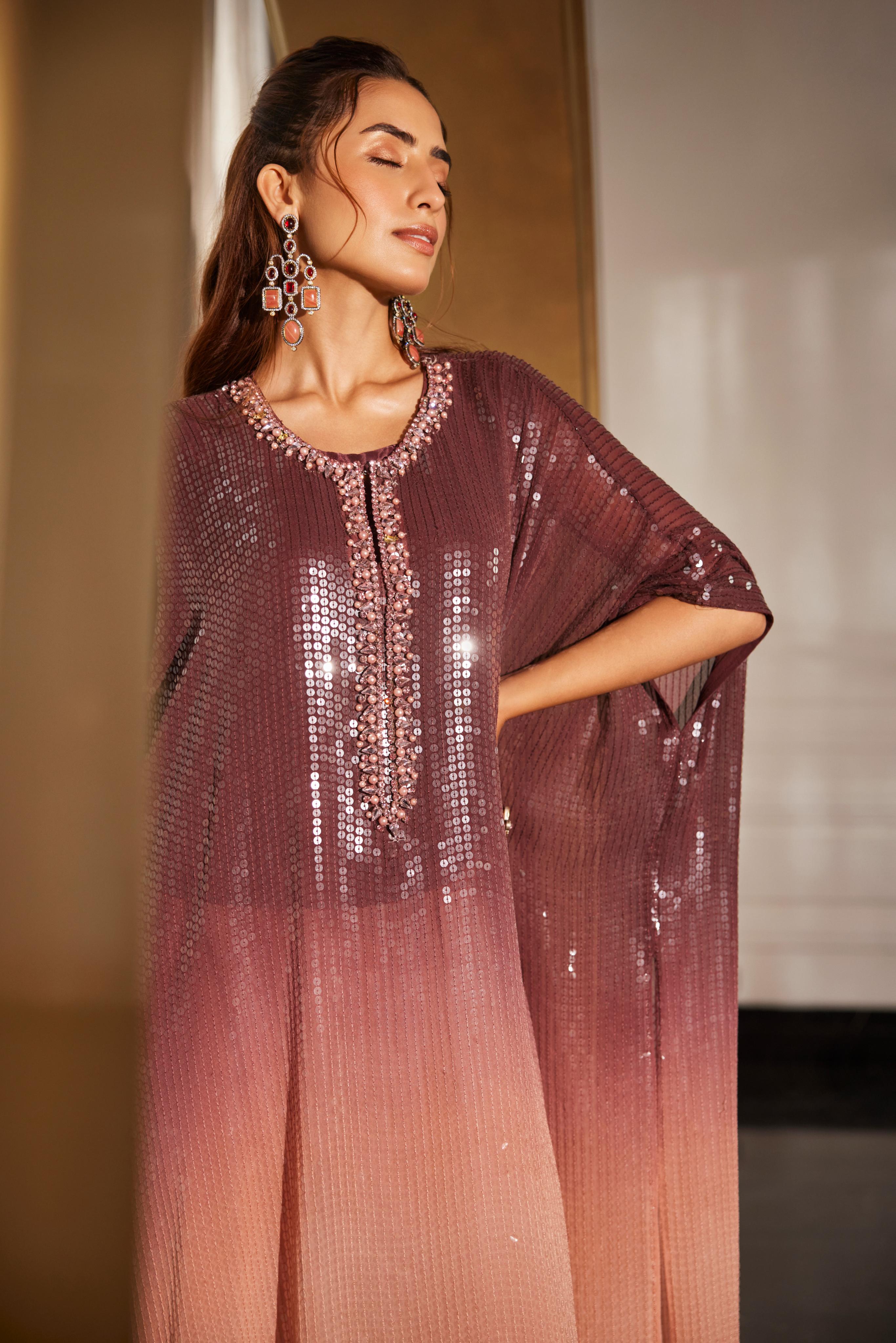 Glimmering Ombre Kaftan Set