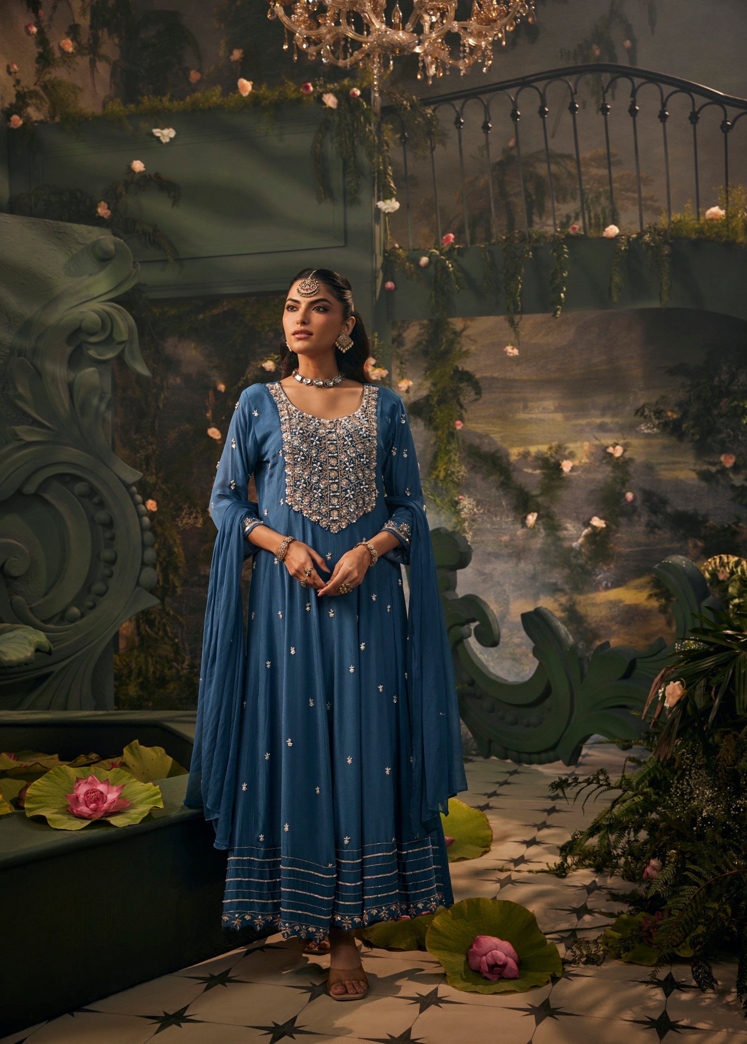 Noor-e-Blue Embellished Anarkali Set